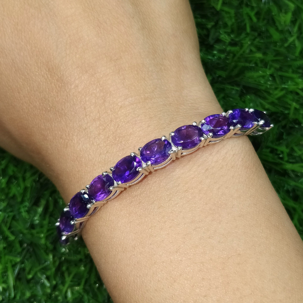 Amethyst Bangle: Sterling Silver Cuff, February Birthstone Christmas Gift