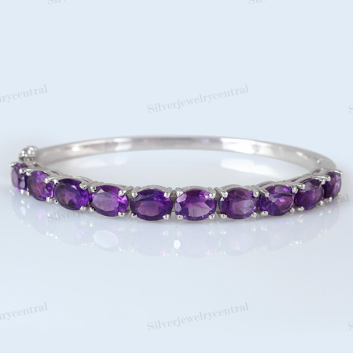 Amethyst Bangle: Sterling Silver Cuff, February Birthstone Christmas Gift