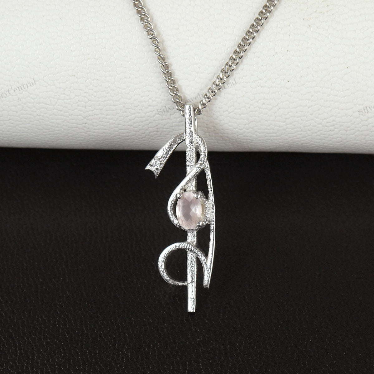 Rose Quartz Pendant-925 Sterling Silver Pendant-Rose Quartz Designer Pendant-January Birthstone Pendant-Handmade Pendant-Wedding Gift Her
