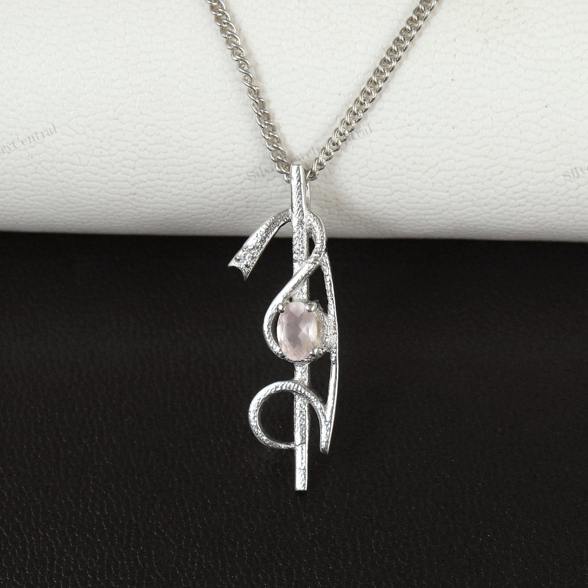 Rose Quartz Pendant-925 Sterling Silver Pendant-Rose Quartz Designer Pendant-January Birthstone Pendant-Handmade Pendant-Wedding Gift Her