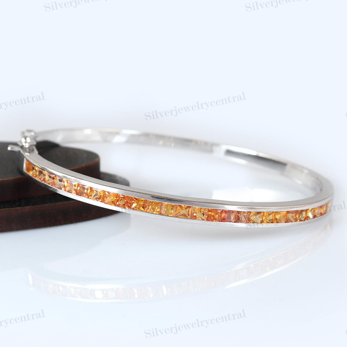 Handmade Sapphire Bangle 925 Silver Gemstone Bracelet Fine Jewelry