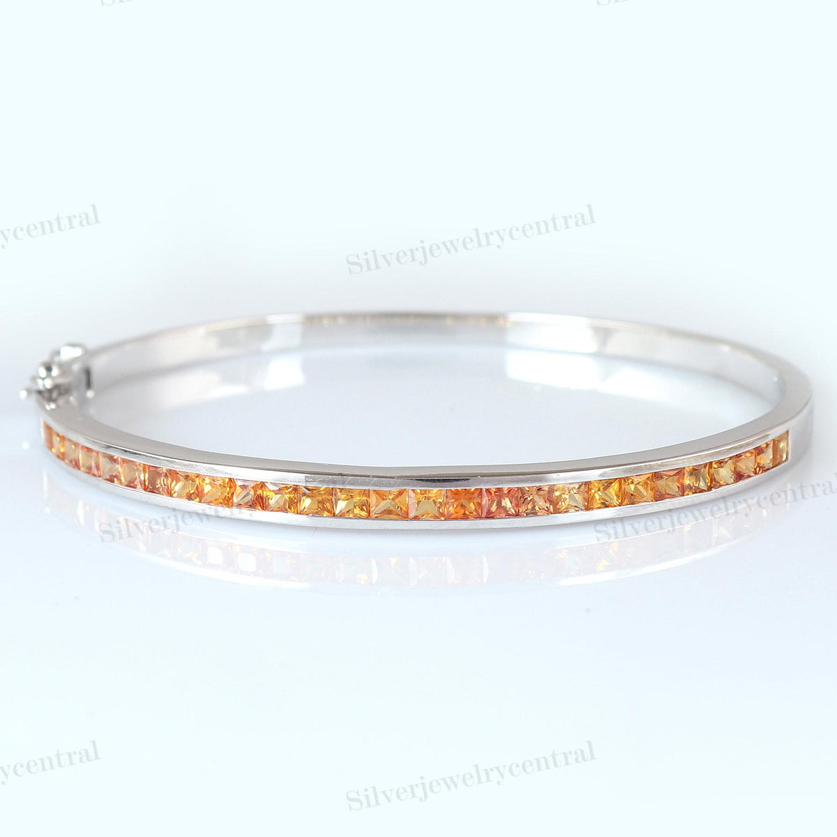 Handmade Sapphire Bangle 925 Silver Gemstone Bracelet Fine Jewelry