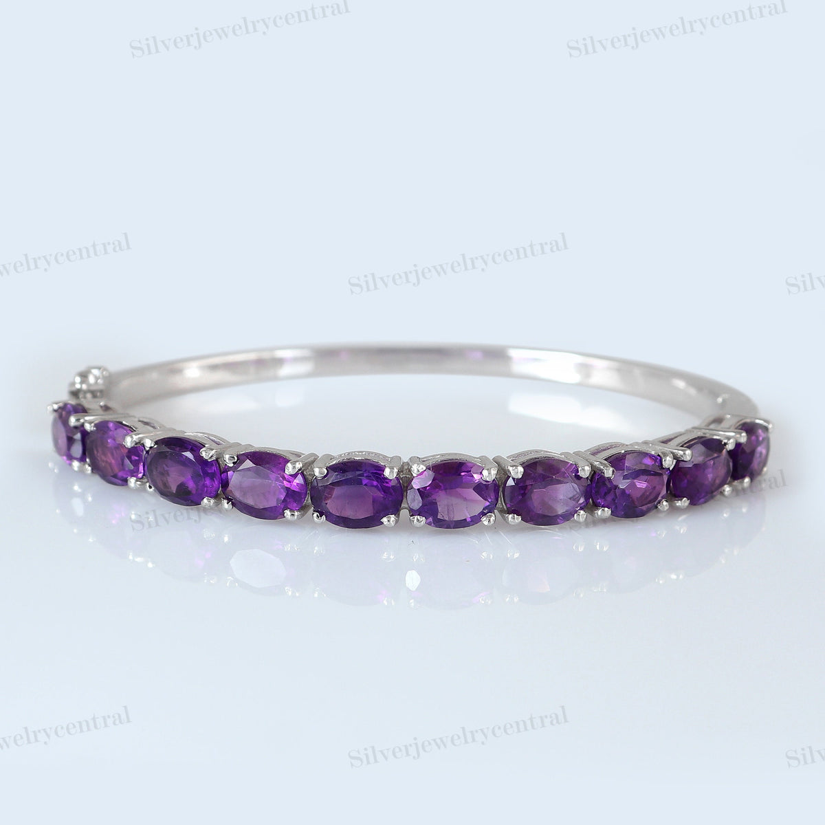 Amethyst Bangle: Sterling Silver Cuff, February Birthstone Christmas Gift