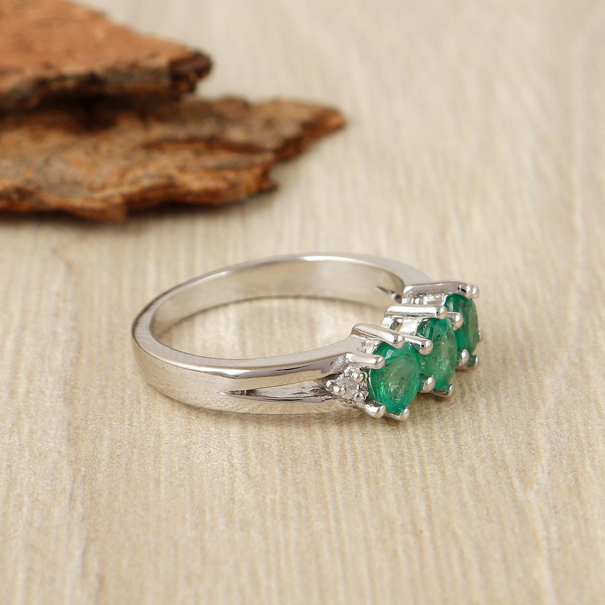 Emerald Sterling Silver Ring: Handmade Women's Statement Ring