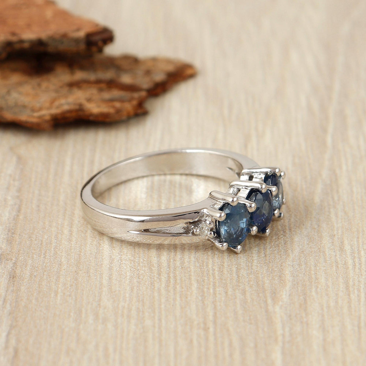 Blue Sapphire Sterling Silver Ring: Handcrafted 925 Promise Ring