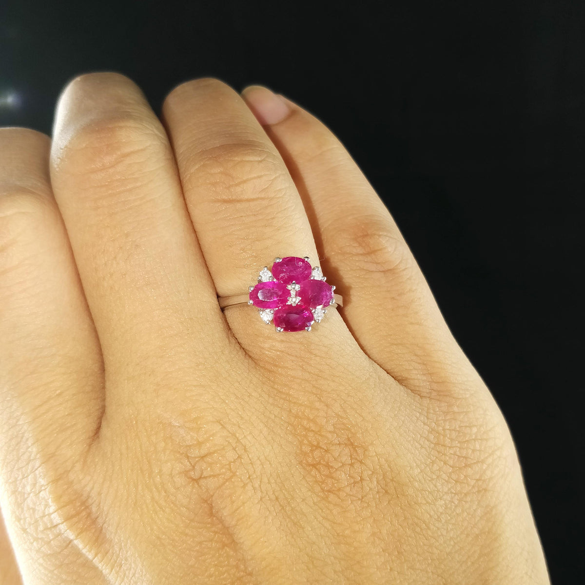 Oval Ruby Engagement Ring: Sterling Silver Diamond Accent, July Birthstone