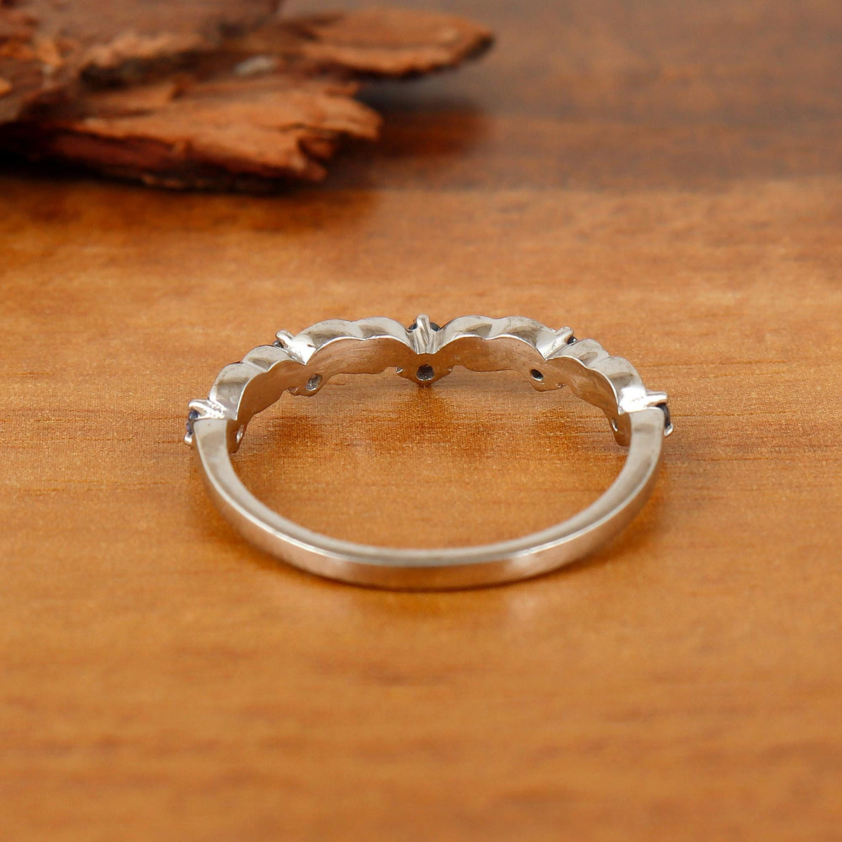 Blue Sapphire Queen Crown Ring: Sterling Silver September Birthstone
