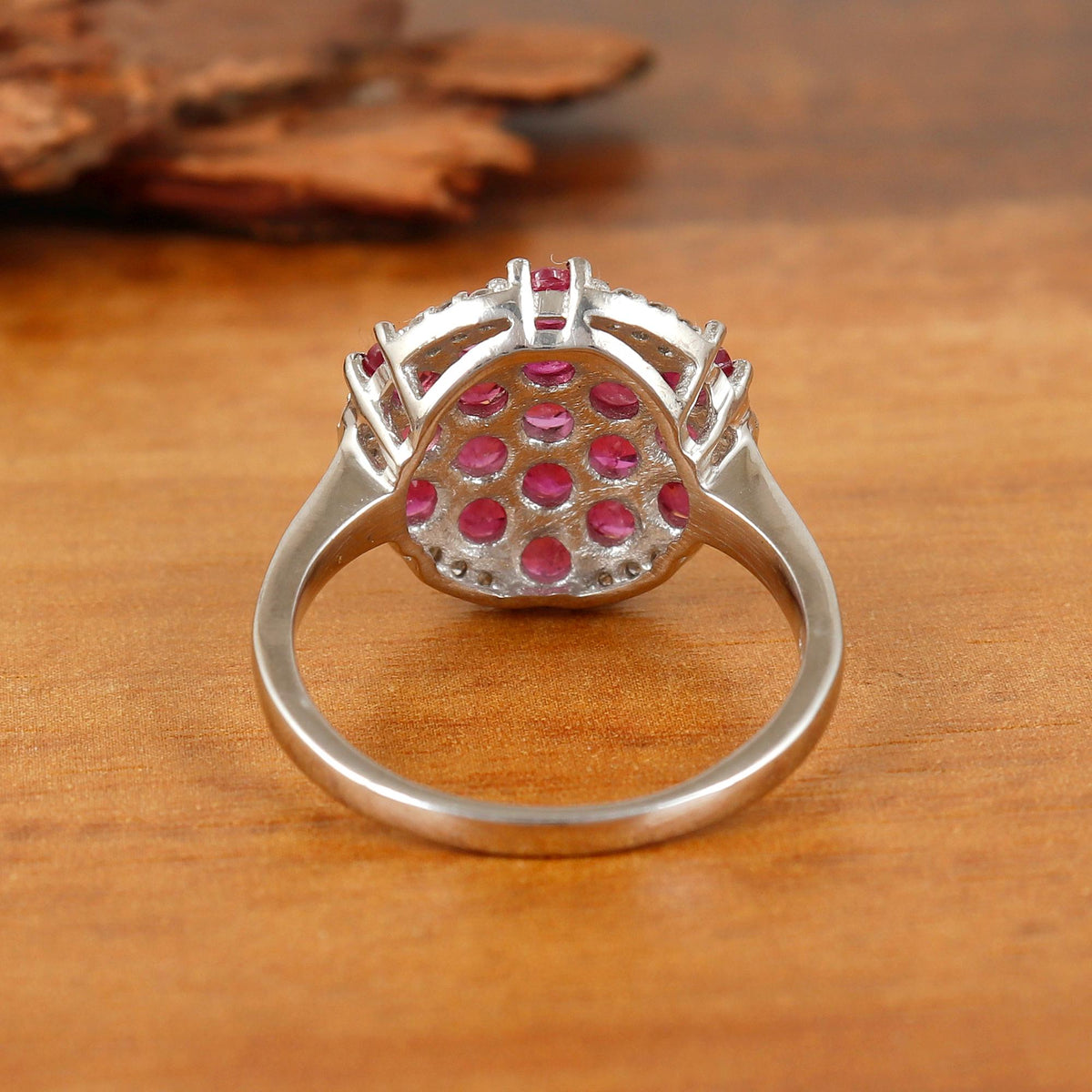 Sterling Silver Ruby & Diamond Ring Handmade Artisan Gemstone Jewelry