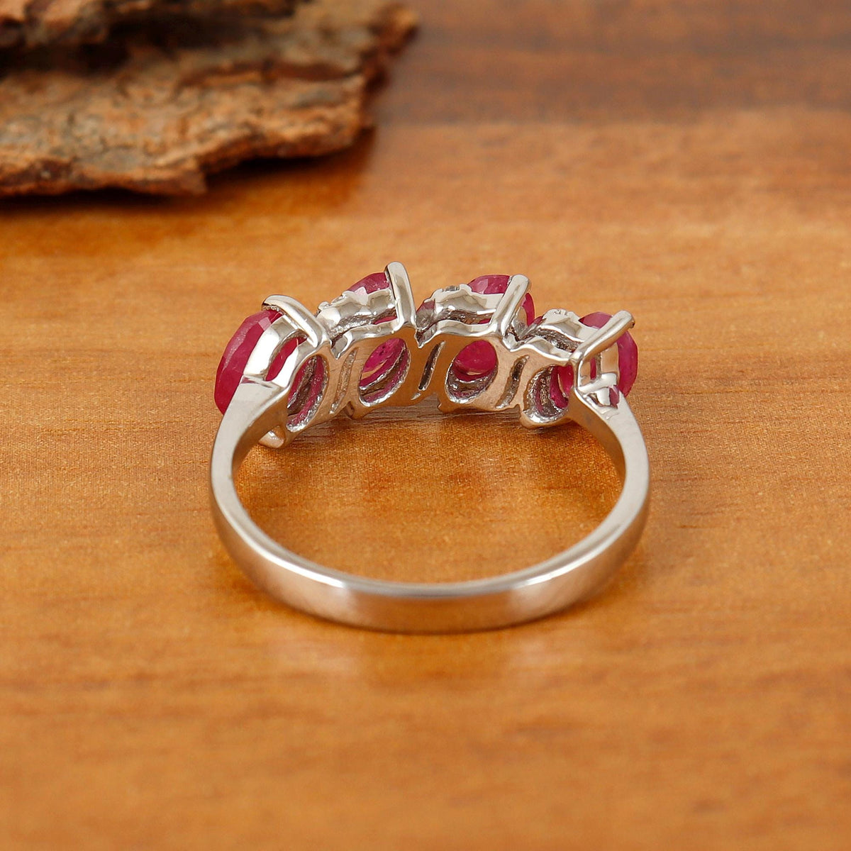 Oval Ruby Ring: 925 Sterling Silver, Cubic Zirconia - Handmade