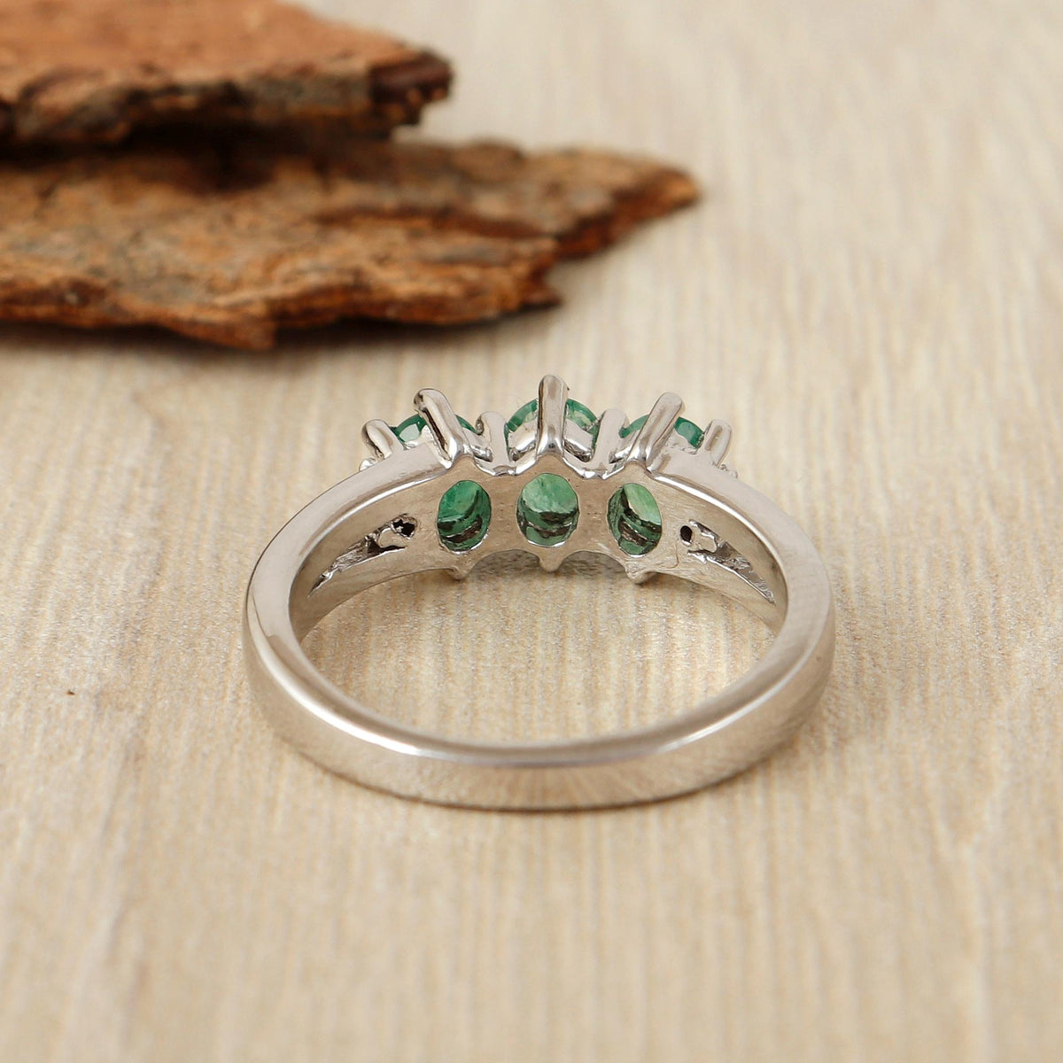 Emerald Sterling Silver Ring: Handmade Women's Statement Ring
