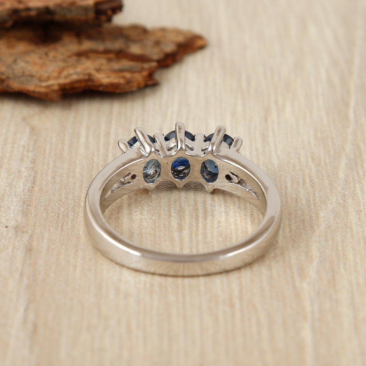 Blue Sapphire Sterling Silver Ring: Handcrafted 925 Promise Ring