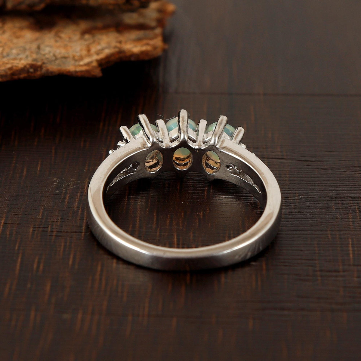 Dainty Opal Ring: 925 Sterling Silver, October Birthstone