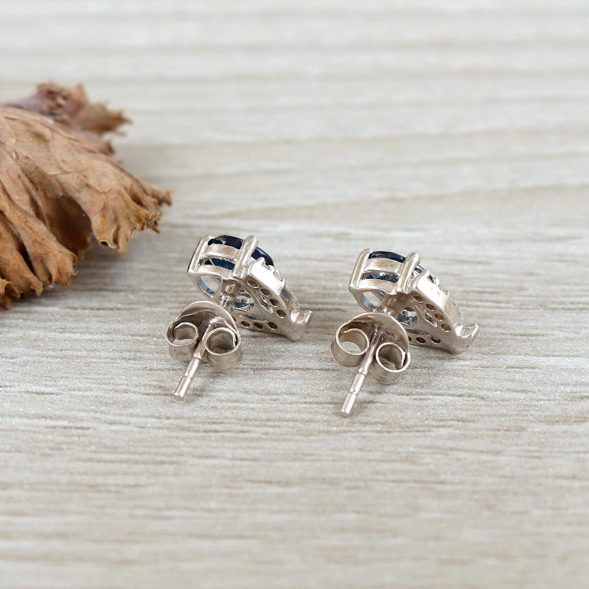 Oval Blue Sapphire Sterling Silver Earrings: September Birthstone