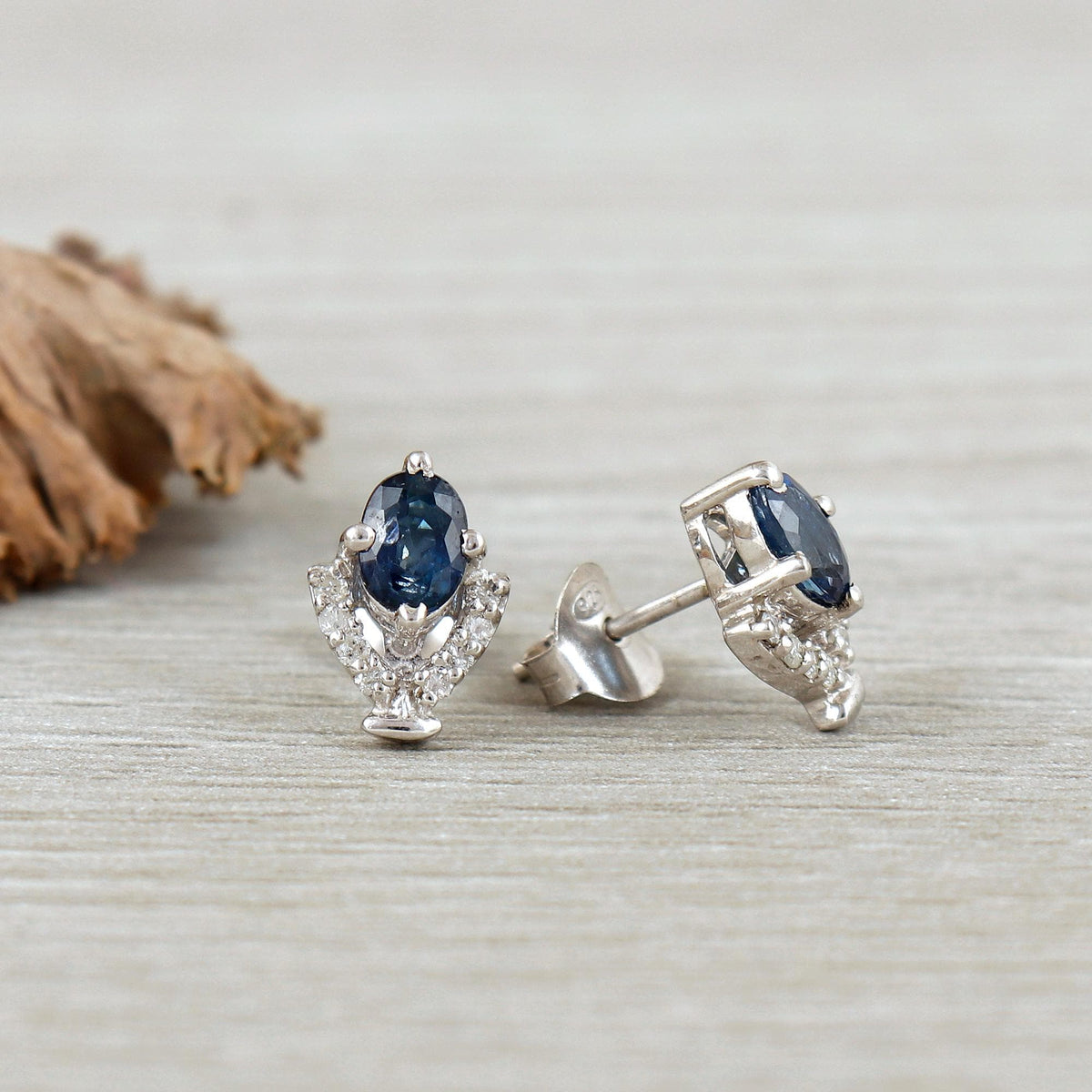 Oval Blue Sapphire Sterling Silver Earrings: September Birthstone