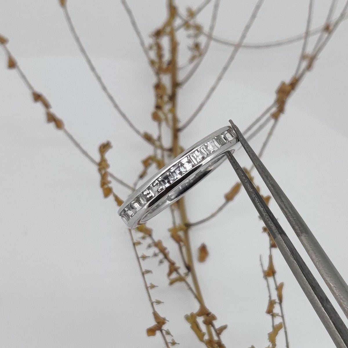 Sterling Silver White Topaz Eternity Band Ring: 925 Silver Wedding Jewelry