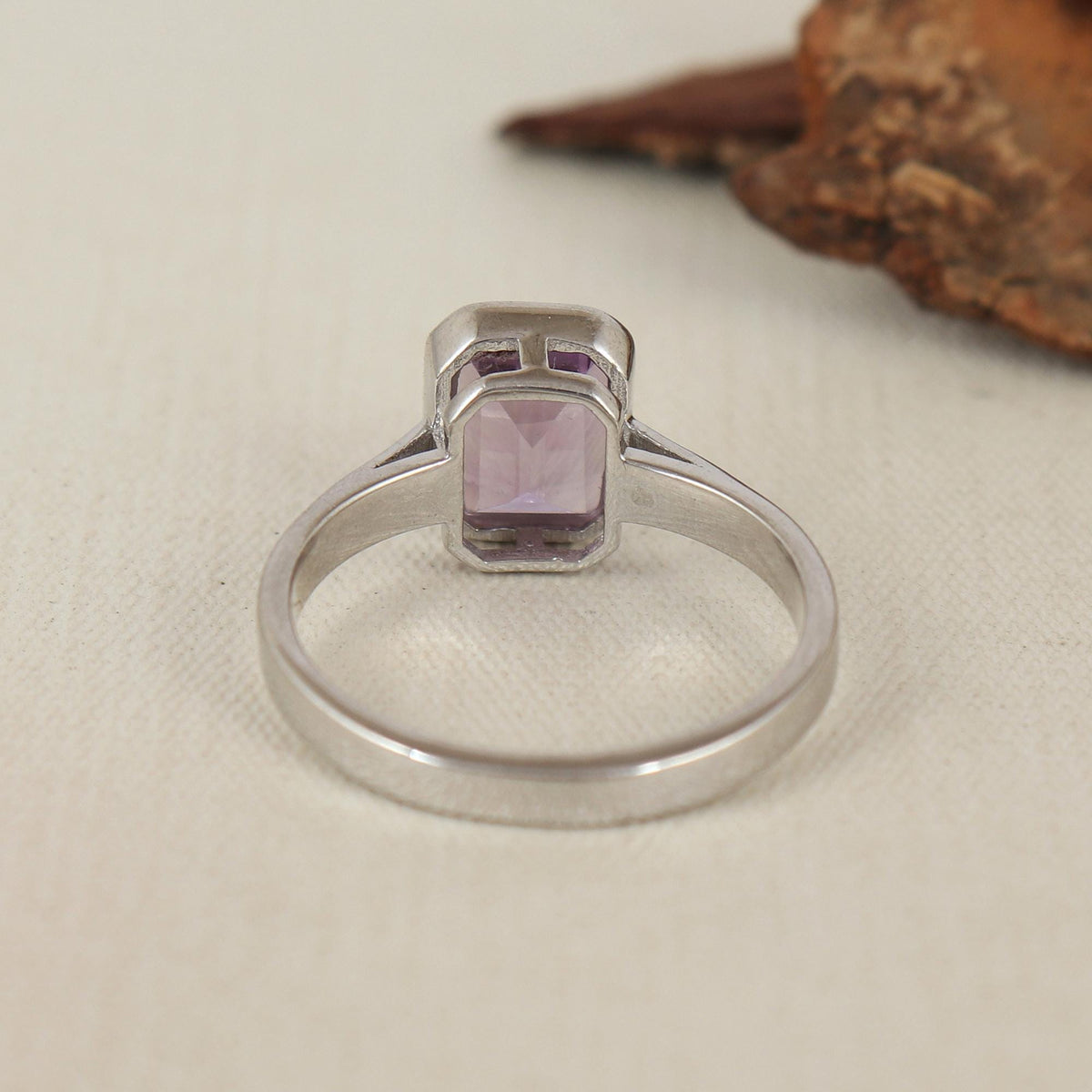 Dainty Natural Amethyst Gemstone Ring, Minimalist Stackable Band Jewelry