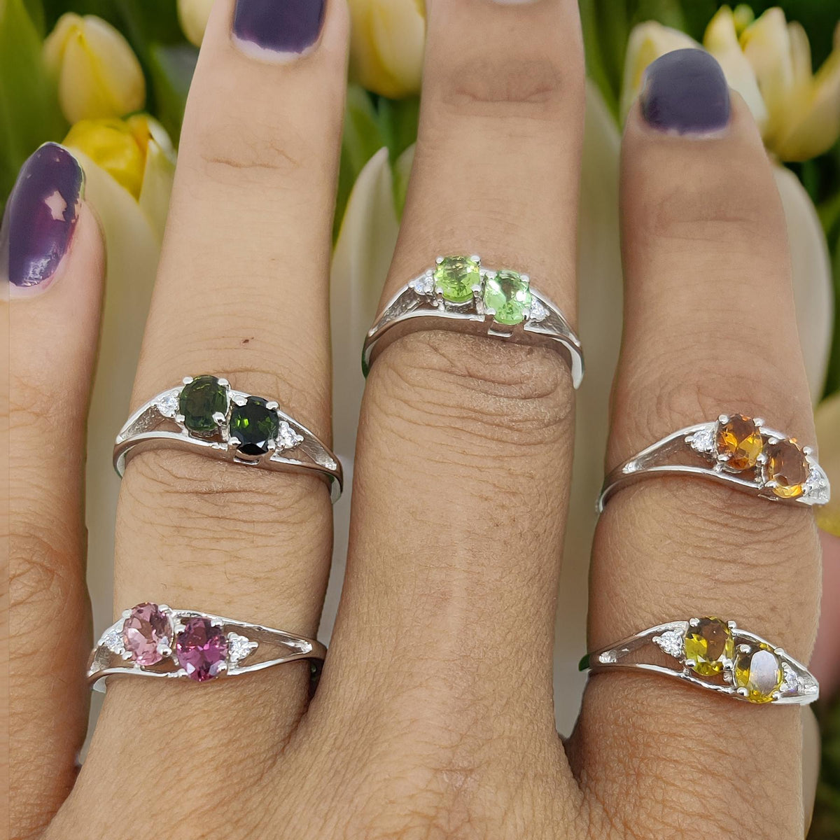 Natural Tourmaline Ring: 925 Sterling Silver Oval Gemstone Handmade