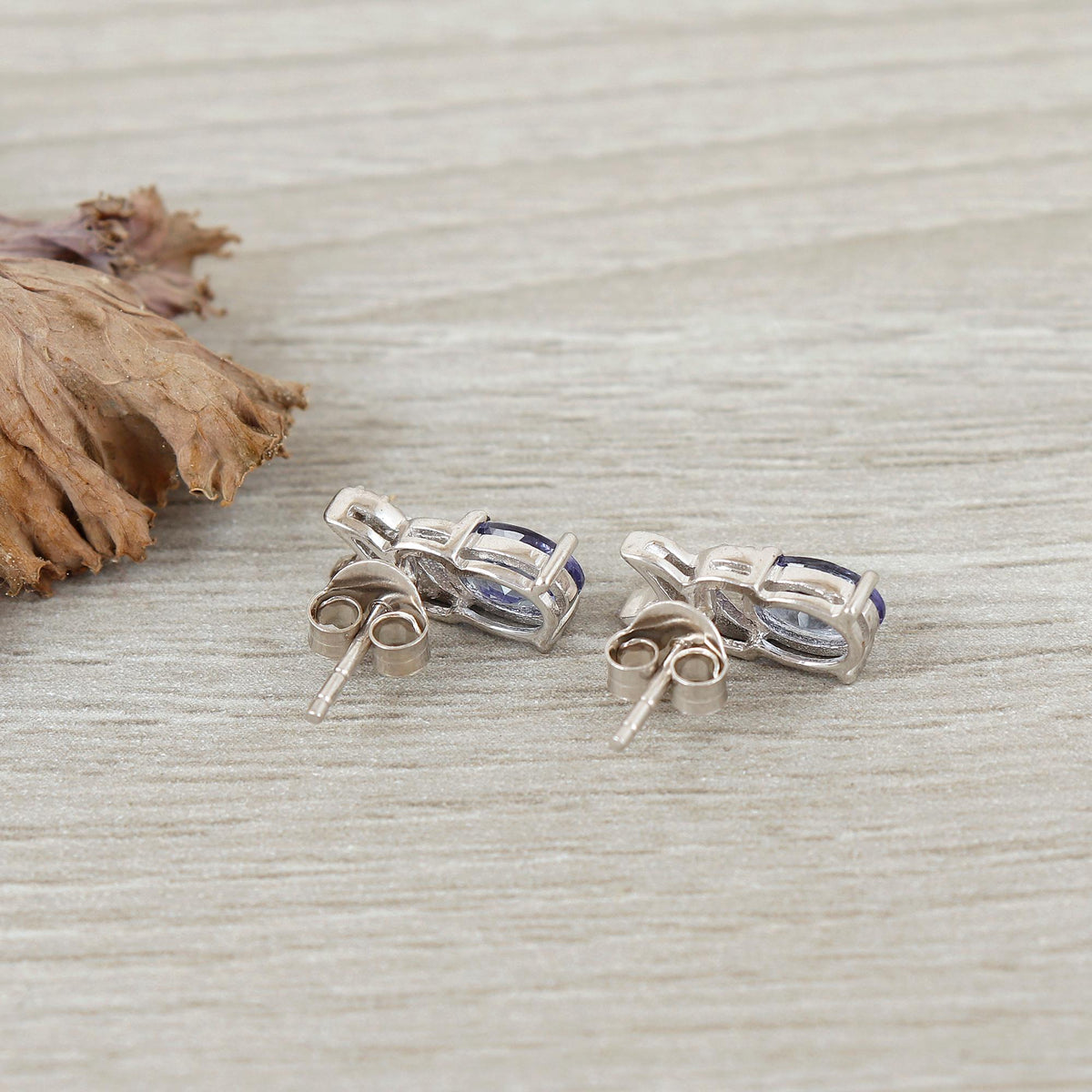 Tanzanite Silver Stud Earrings: 925 Sterling Silver, December Birthstone