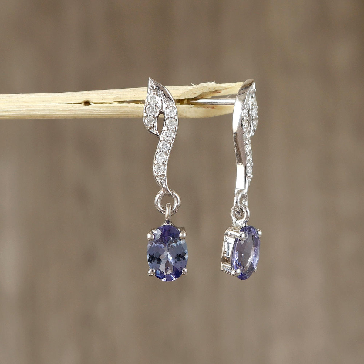 Tanzanite 925 Sterling Silver Studs: Handmade Dainty Earrings