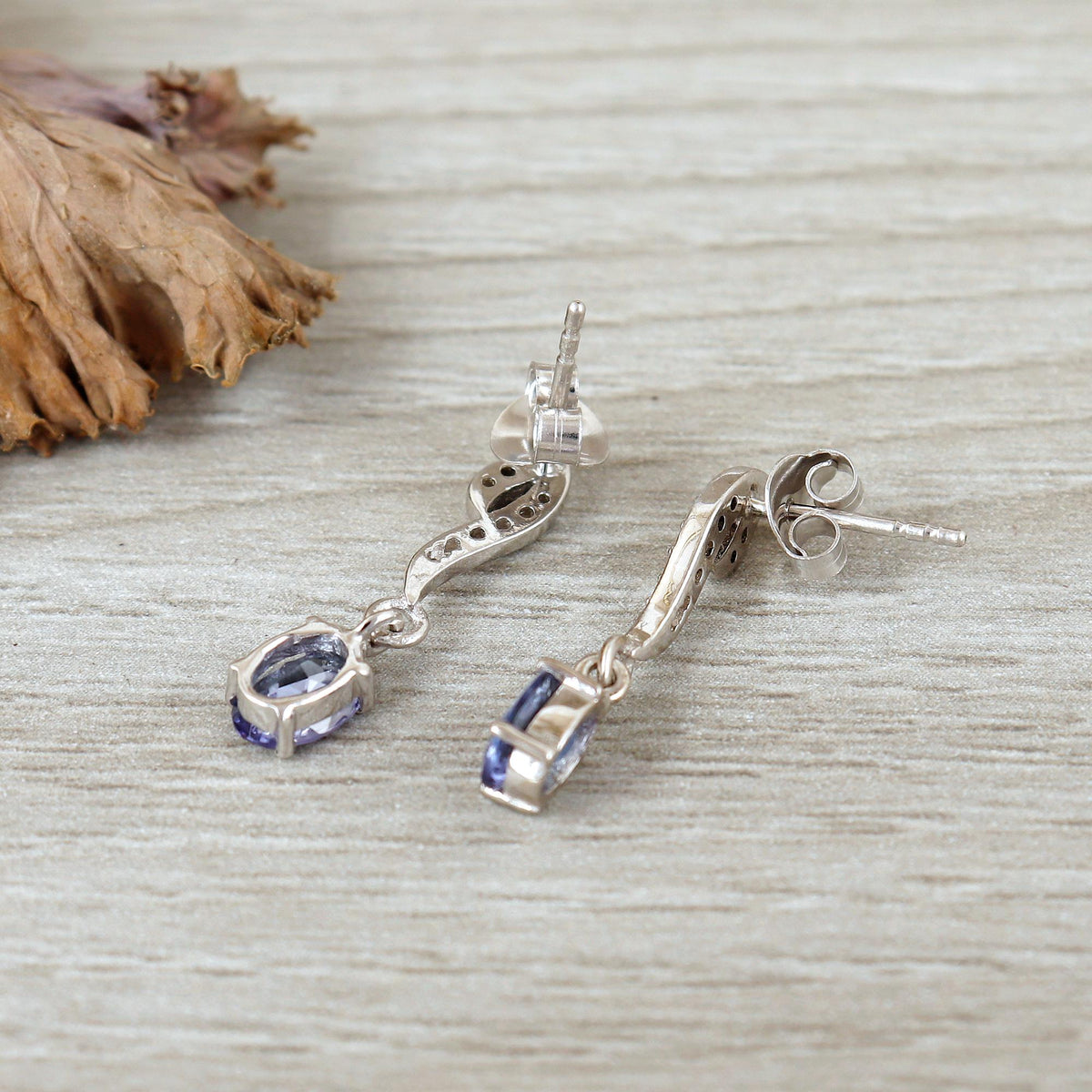 Tanzanite 925 Sterling Silver Studs: Handmade Dainty Earrings