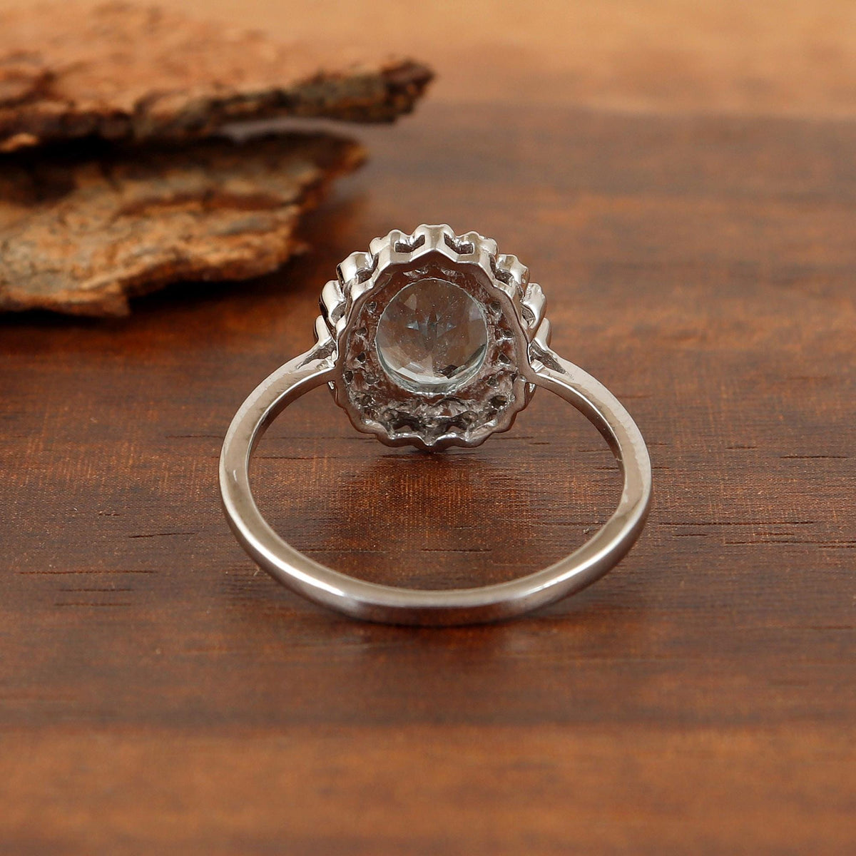 Aquamarine & Diamond Silver Ring, Ethical Gemstone March Birthstone Jewelry