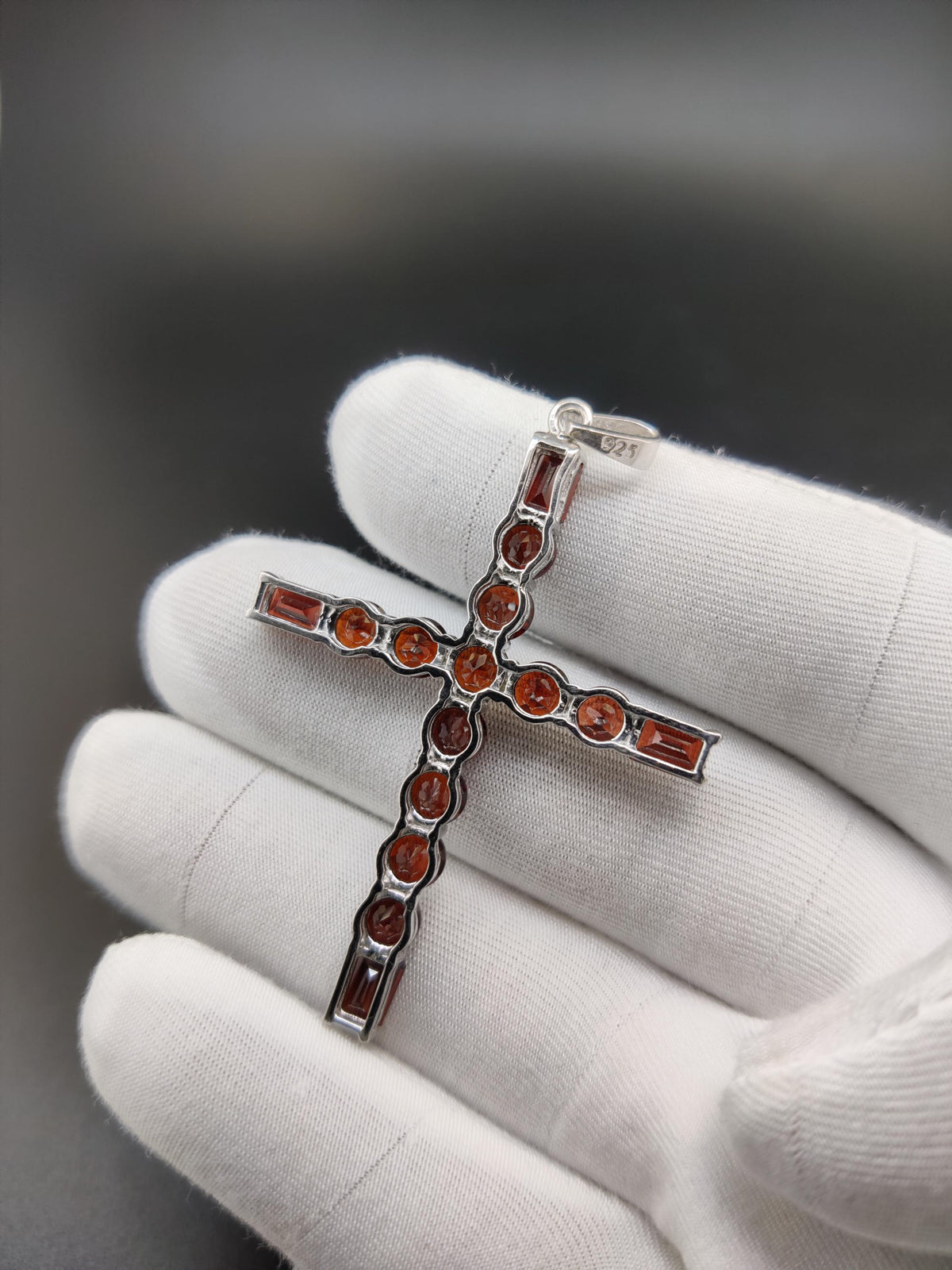 Natural Garnet Cross Pendant: Sterling Silver January Birthstone Jewelry