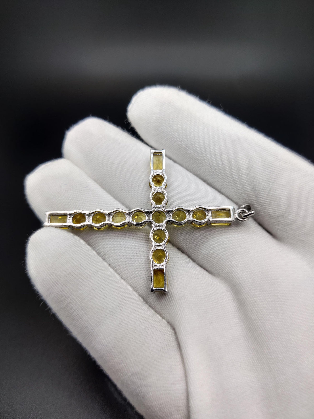 Sterling Silver Citrine Cross Pendant: Handmade November Birthstone