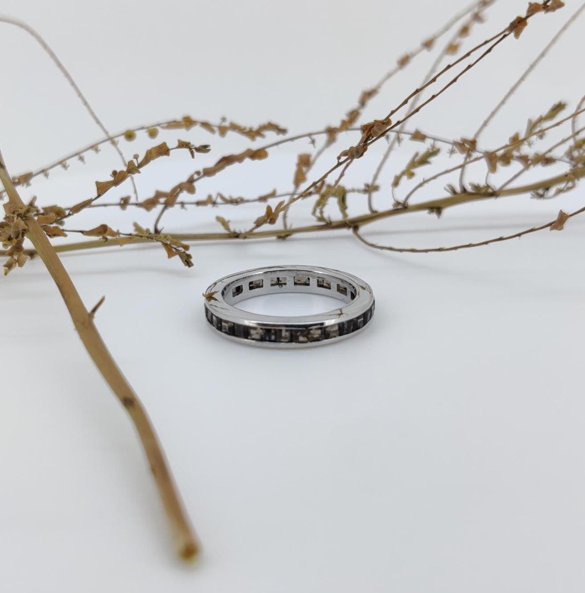 Sterling Silver Smoky Quartz Eternity Band Ring: November Birthstone
