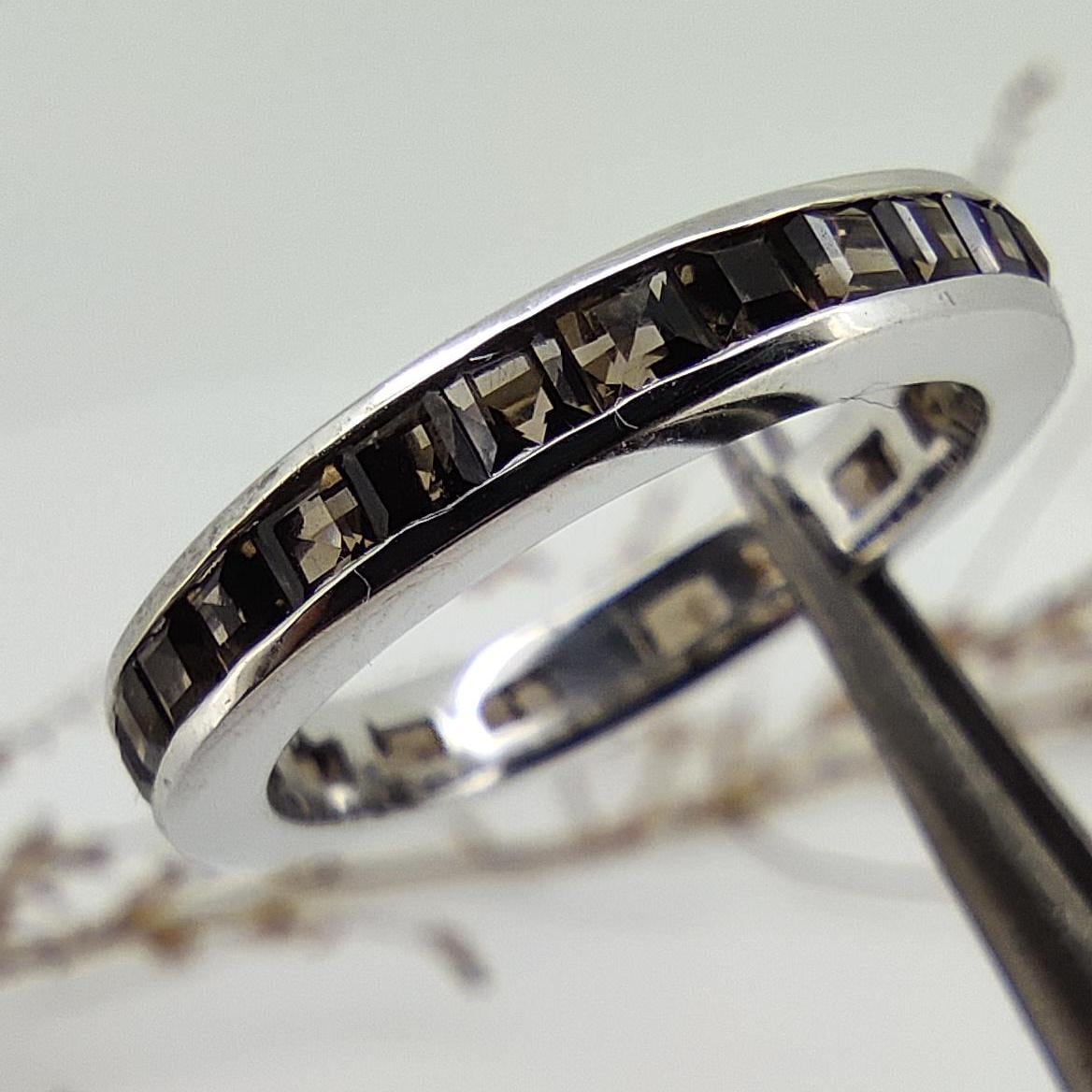 Sterling Silver Smoky Quartz Eternity Band Ring: November Birthstone