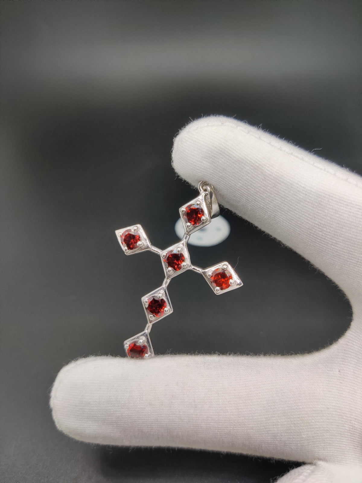 Garnet Holy Cross Pendant: 925 Sterling Silver Unisex Necklace