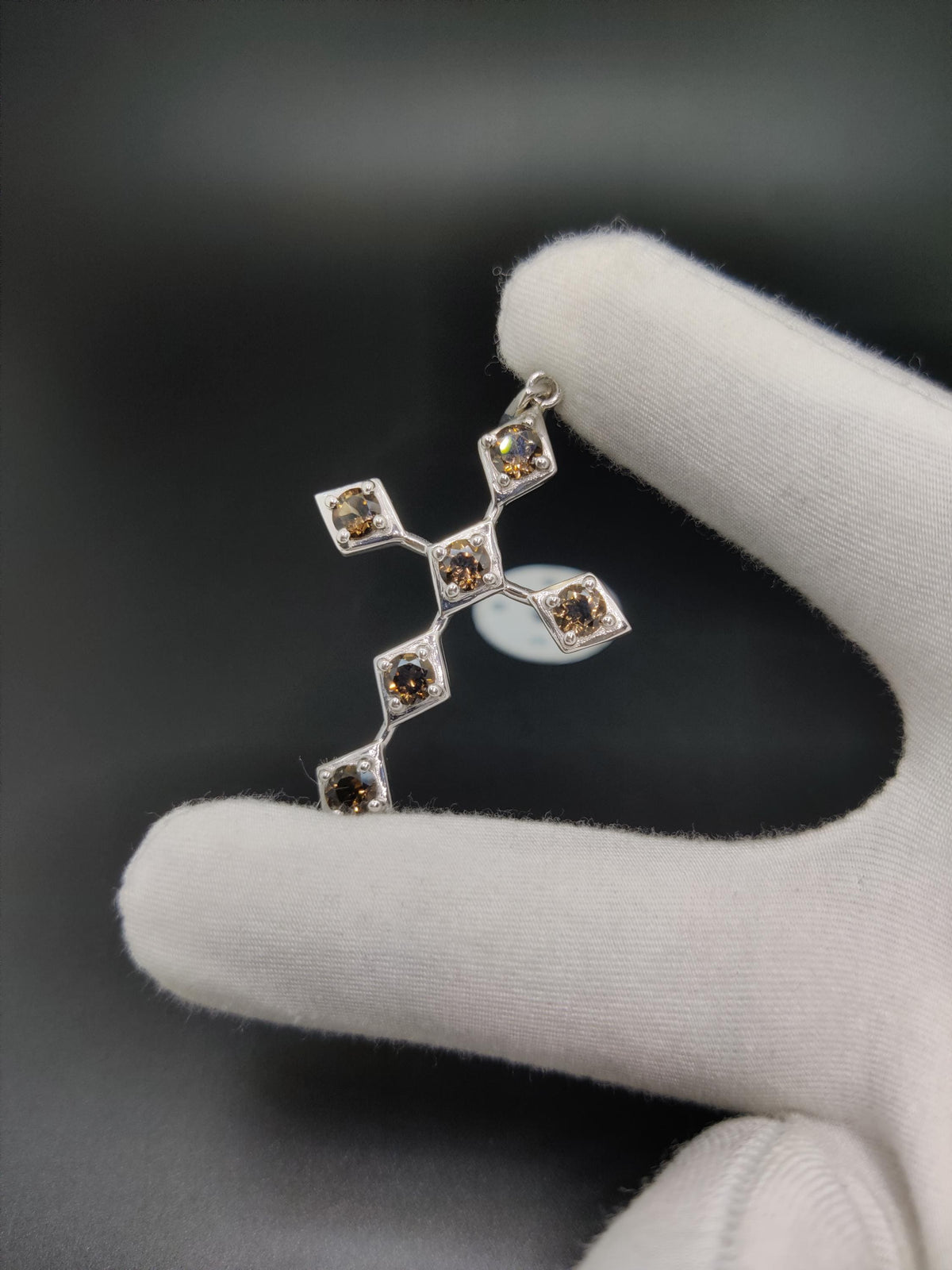 Smoky Quartz Sterling Silver Cross Pendant Necklace