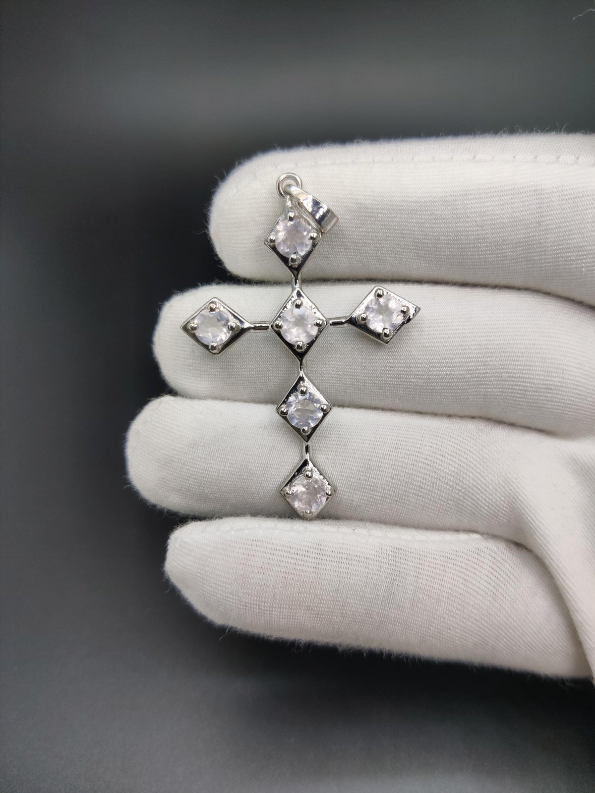 Rose Quartz Holy Cross Pendant Sterling Silver: Christmas Jewelry