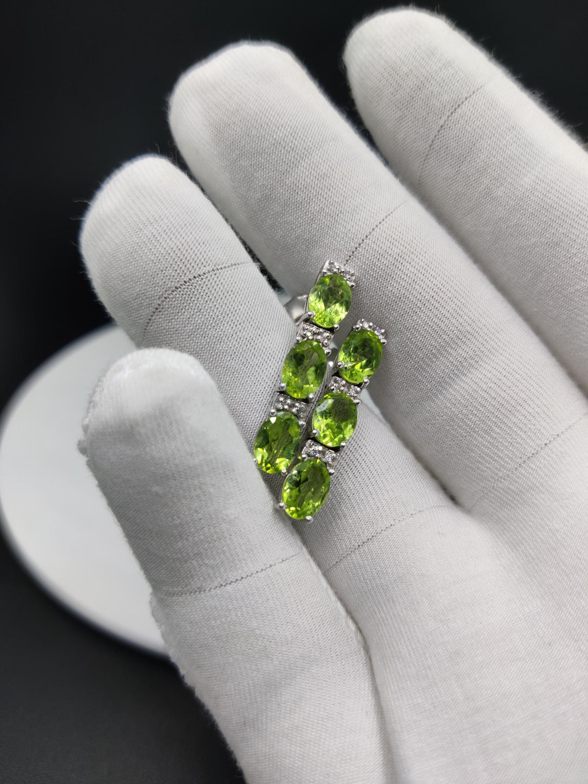 Sterling Silver Peridot Necklace and Earrings Set, Oval Gemstone, August Birthstone