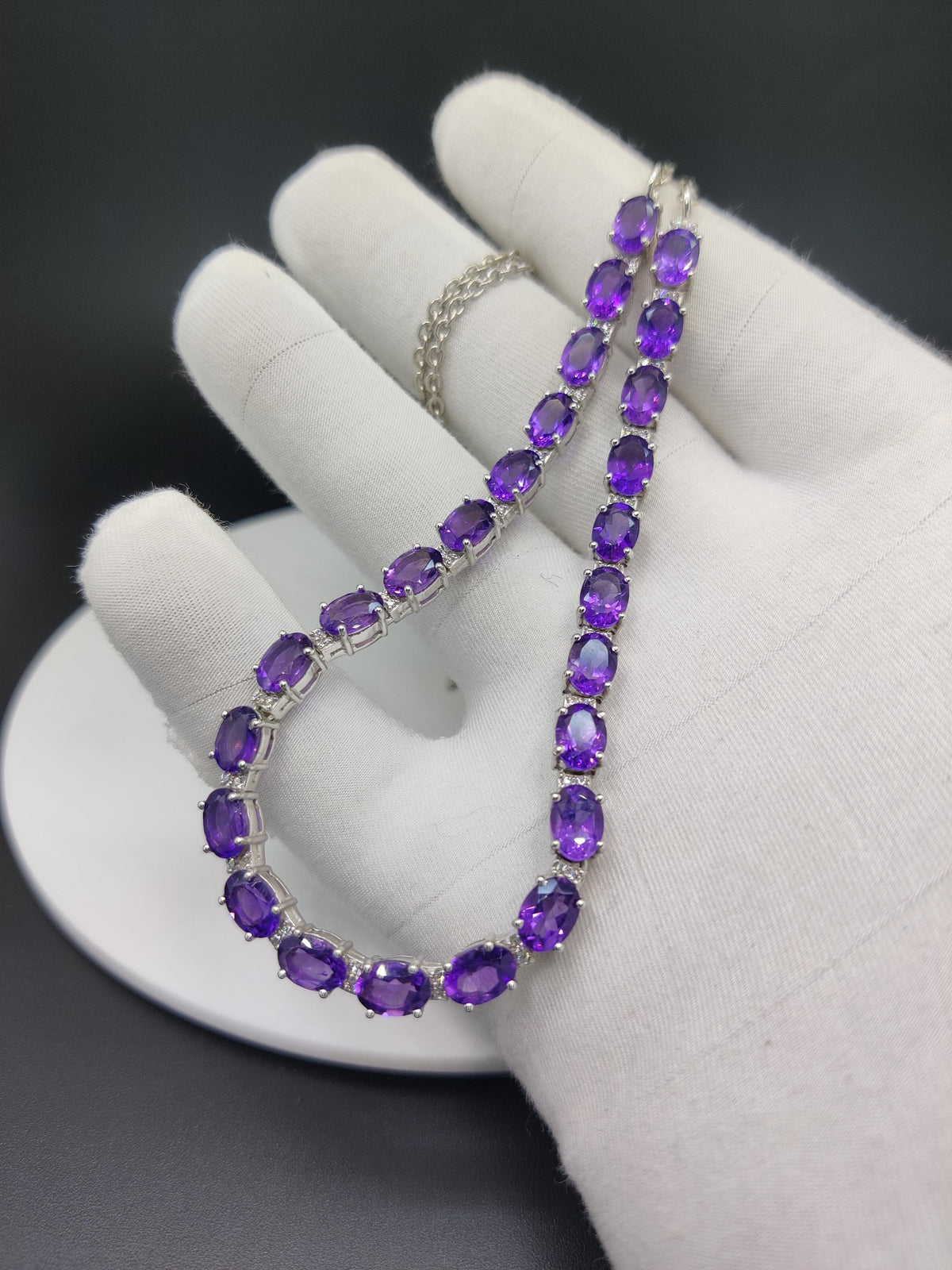 Amethyst Sterling Silver Necklace With Earring Set, Handmade Gemstone Necklace Gifts For Her