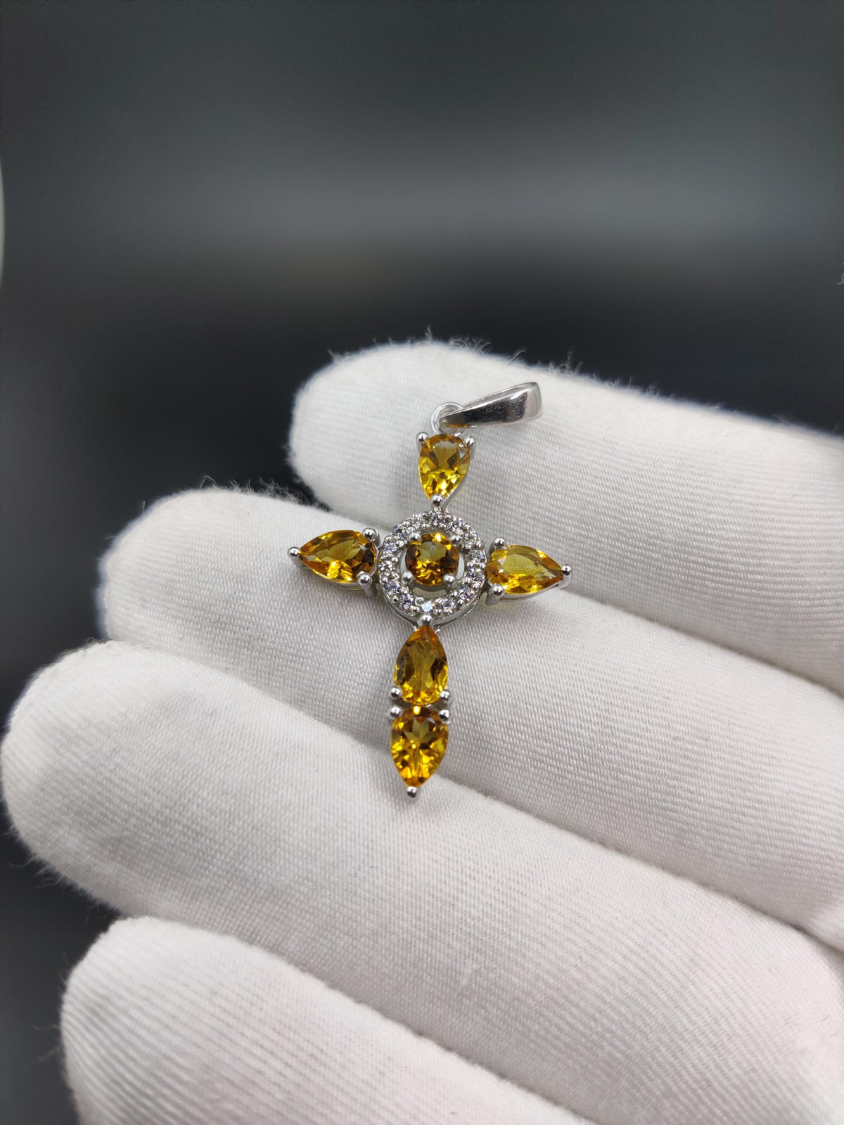 Natural Citrine Pendant-925 Sterling Silver-Gemstone Cluster Pendant-November Birthstone Jewelry-Minimalist Gemstone Pendant-Women's Jewelry