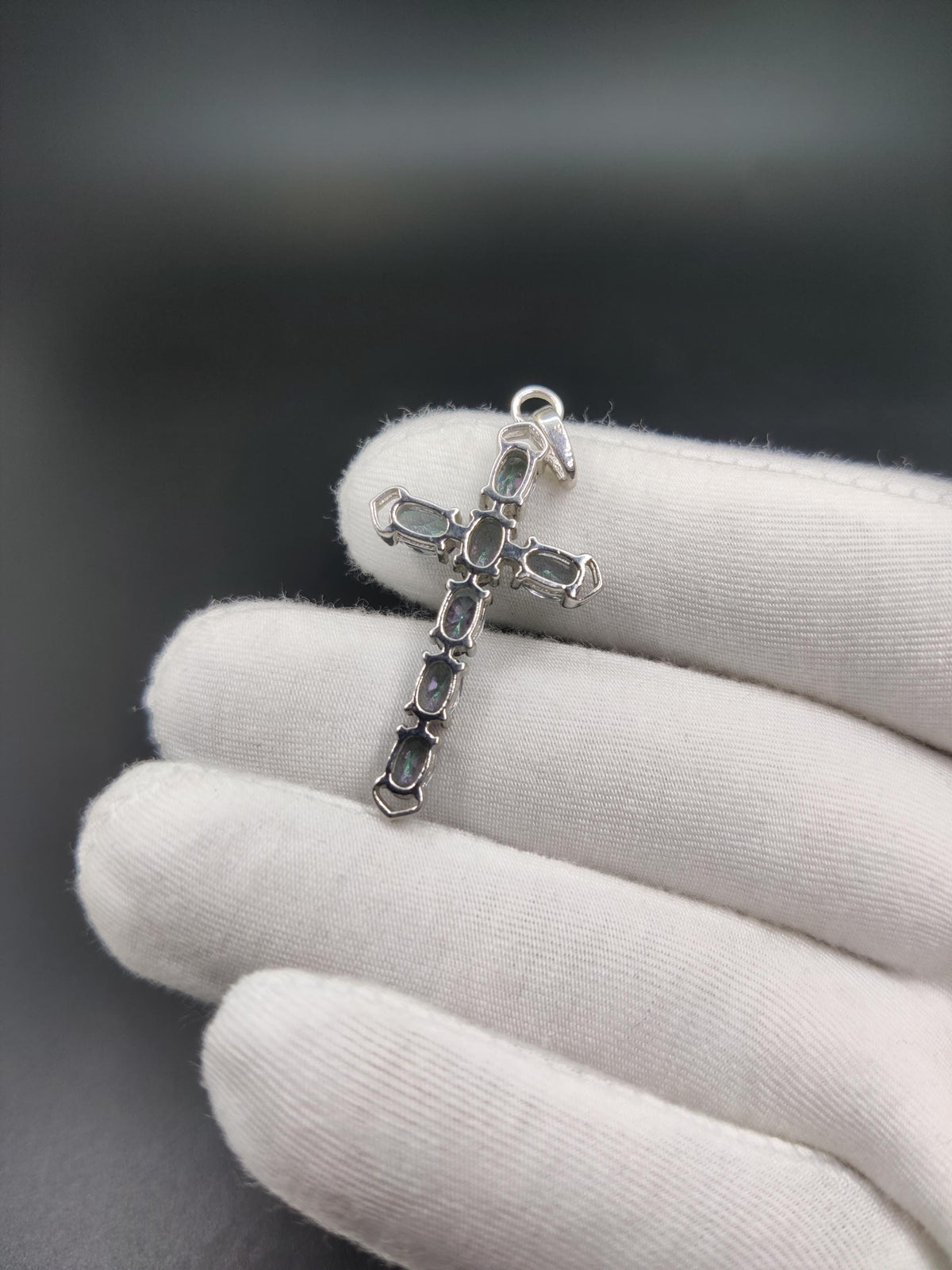 Mystic Topaz Holy Cross Pendant, Sterling Silver Cross Necklace For Christmas