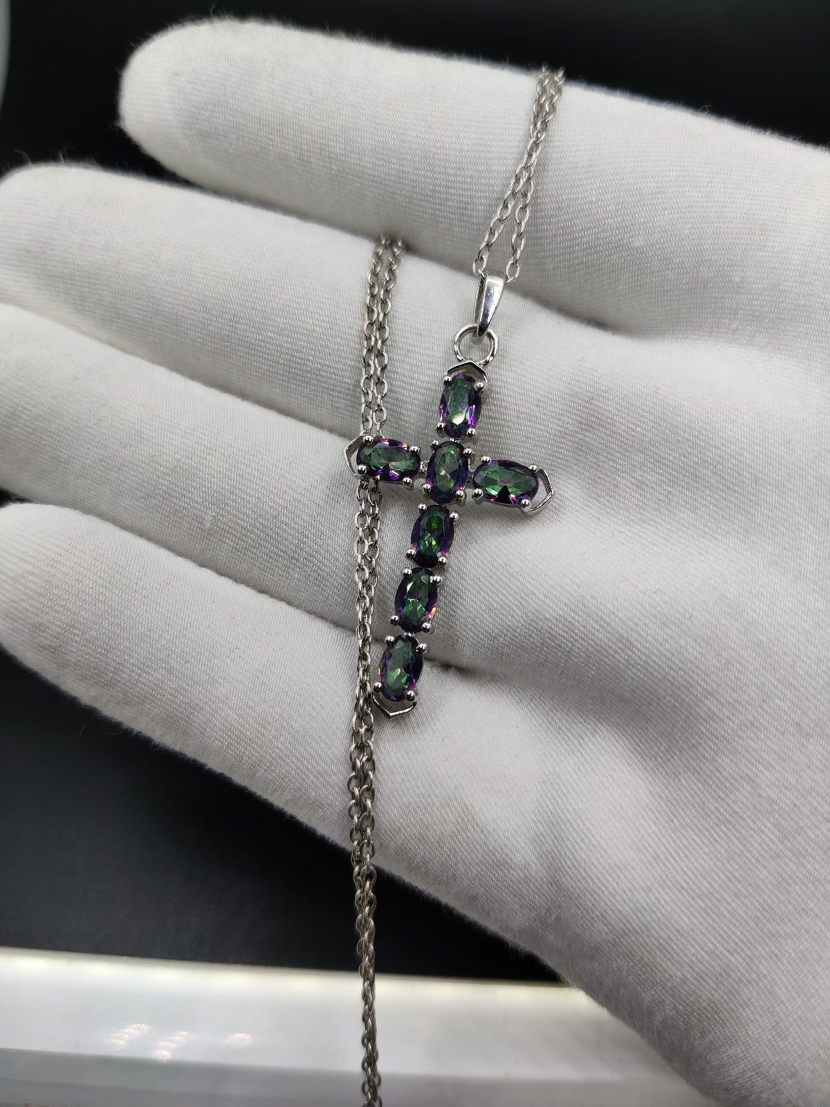 Mystic Topaz Holy Cross Pendant, Sterling Silver Cross Necklace For Christmas