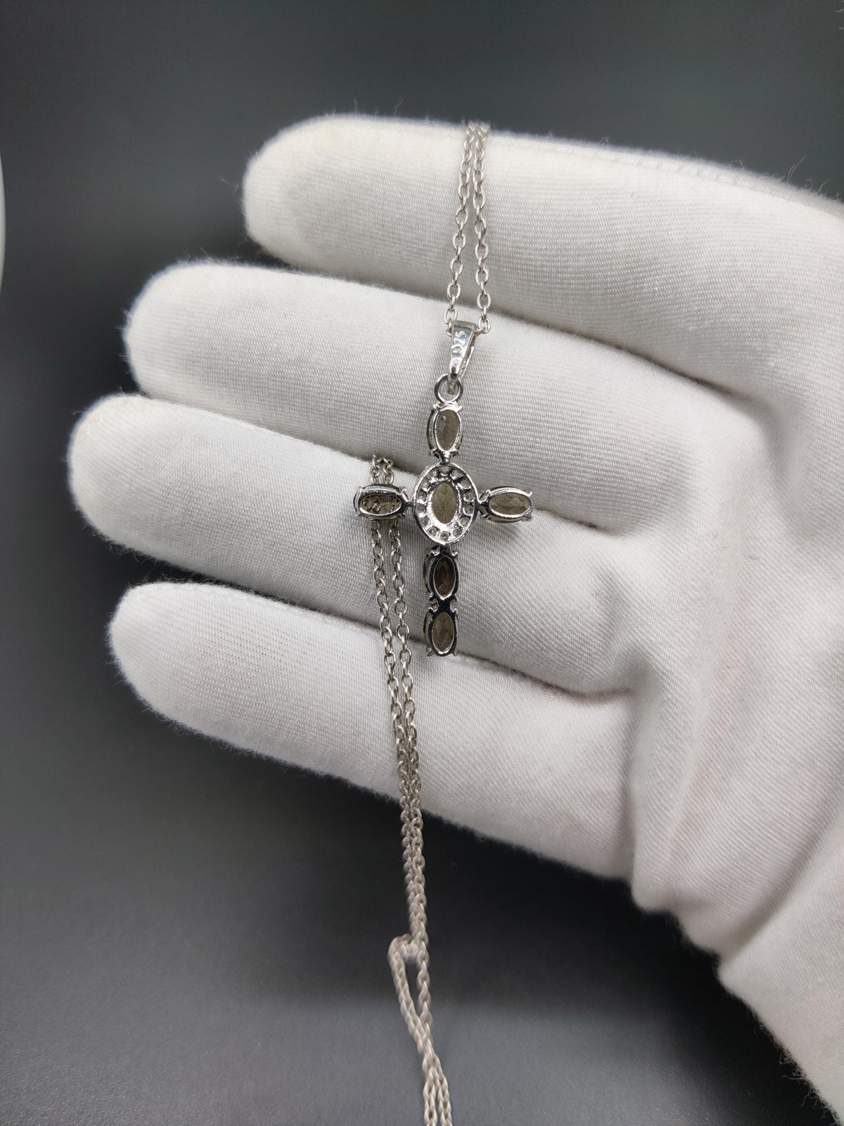 Gothic Smoky Quartz Pendant Necklace: 925 Sterling Silver, CZ Diamond