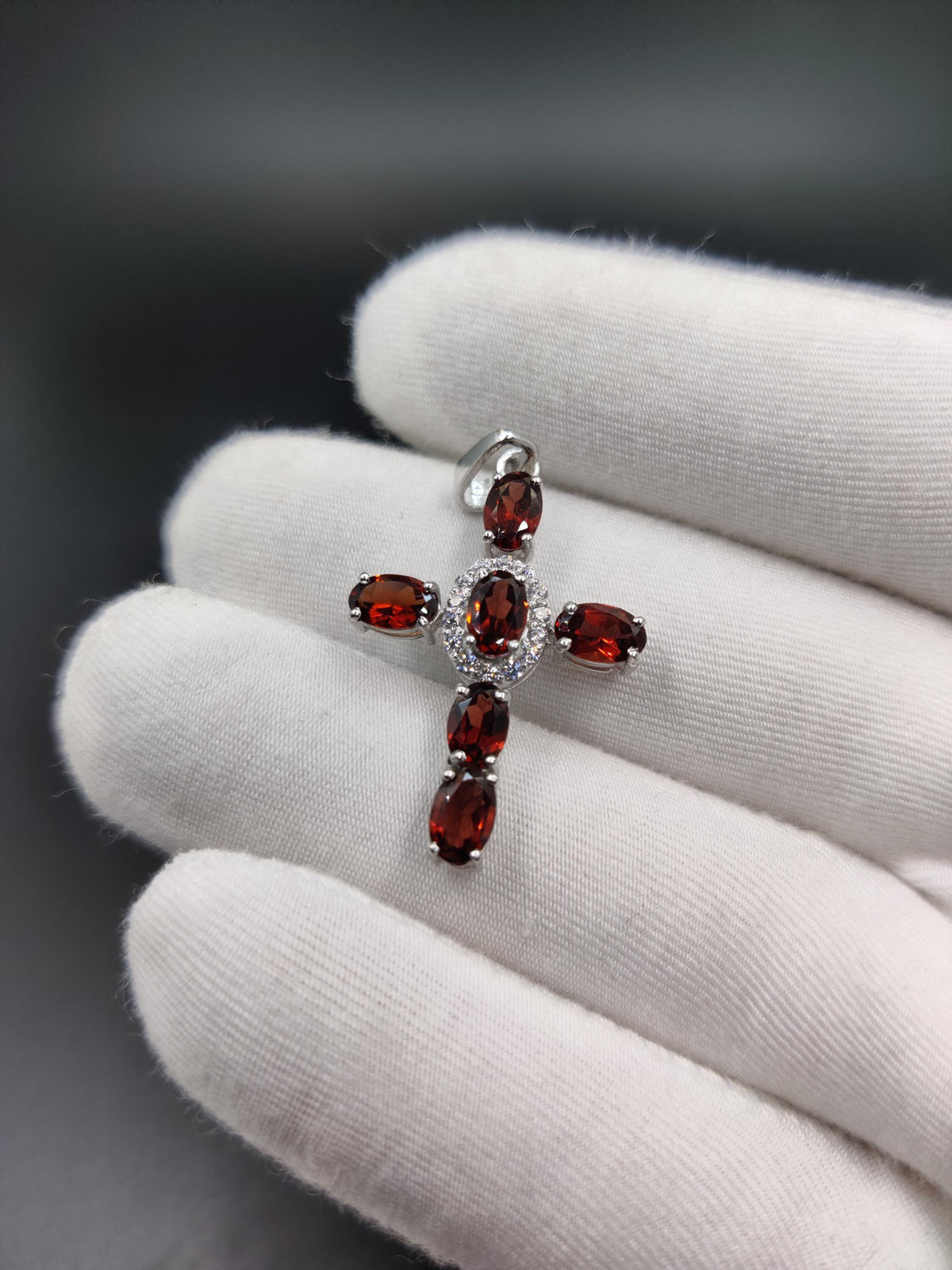 Sterling Silver Garnet Holy Cross Pendant, January Birthstone