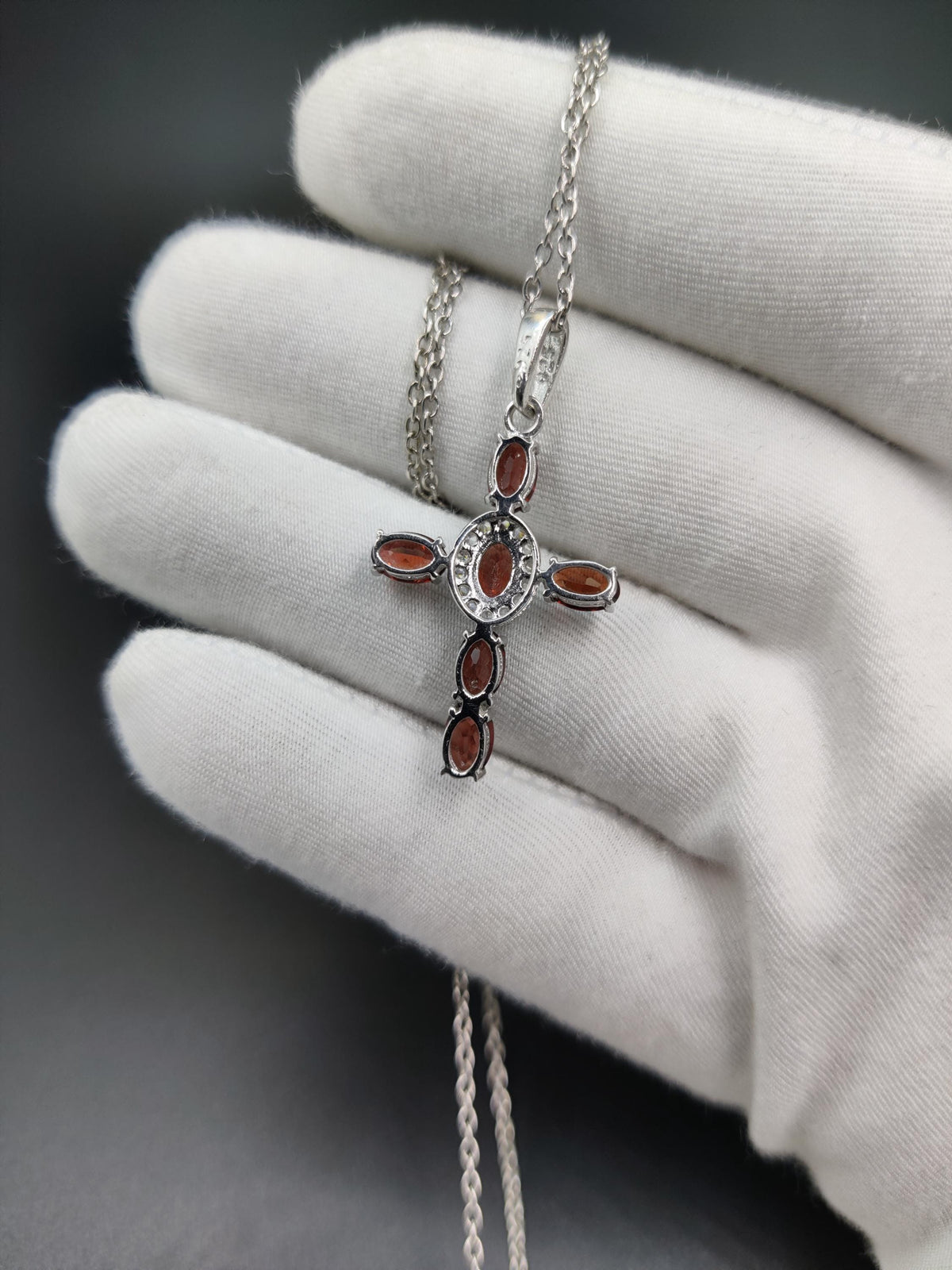 Sterling Silver Garnet Holy Cross Pendant, January Birthstone
