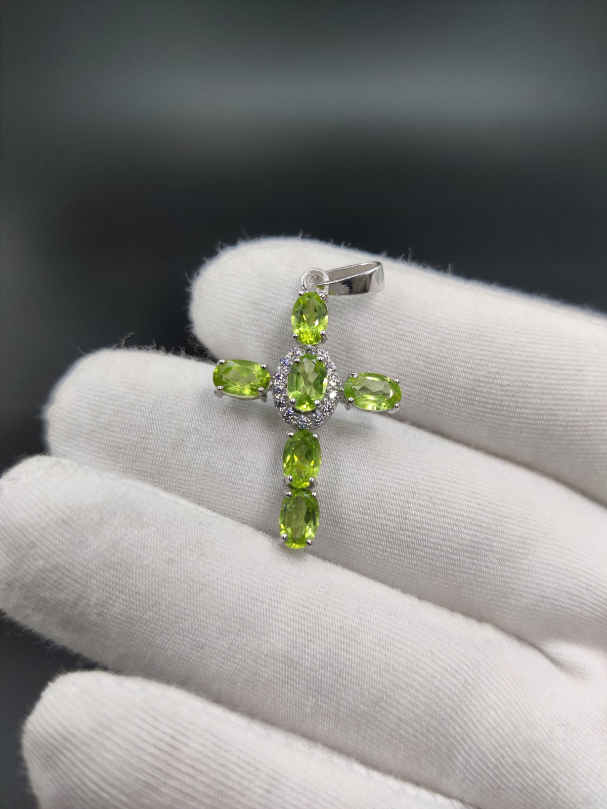 Peridot Cross Pendant: Sterling Silver August Birthstone Necklace