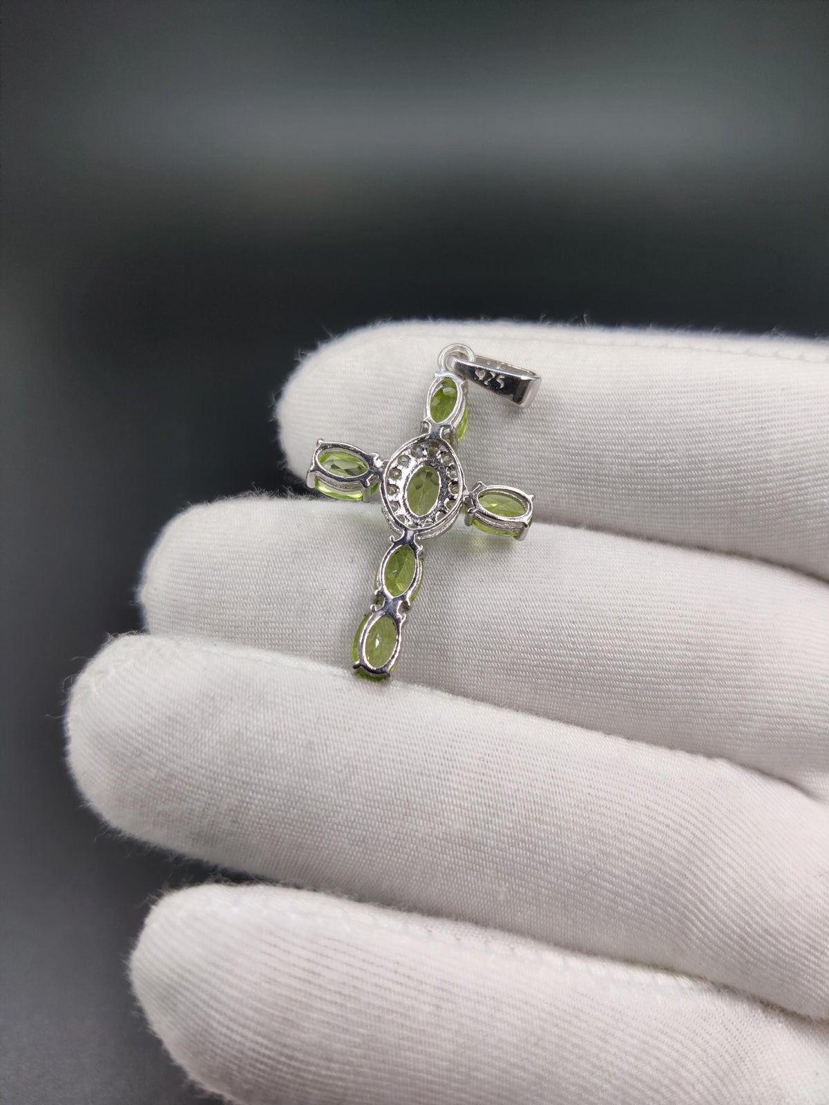 Peridot Cross Pendant: Sterling Silver August Birthstone Necklace