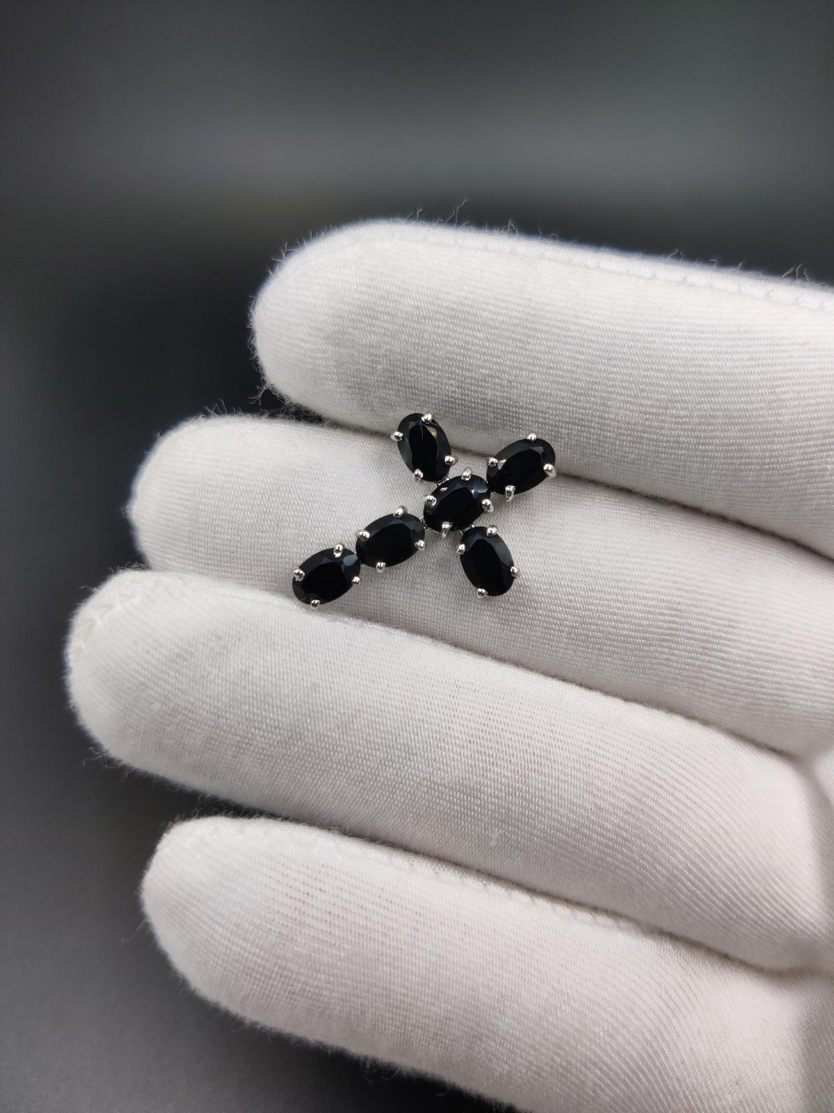 Black Onyx Sterling Silver Cross Pendant, Gothic Necklace