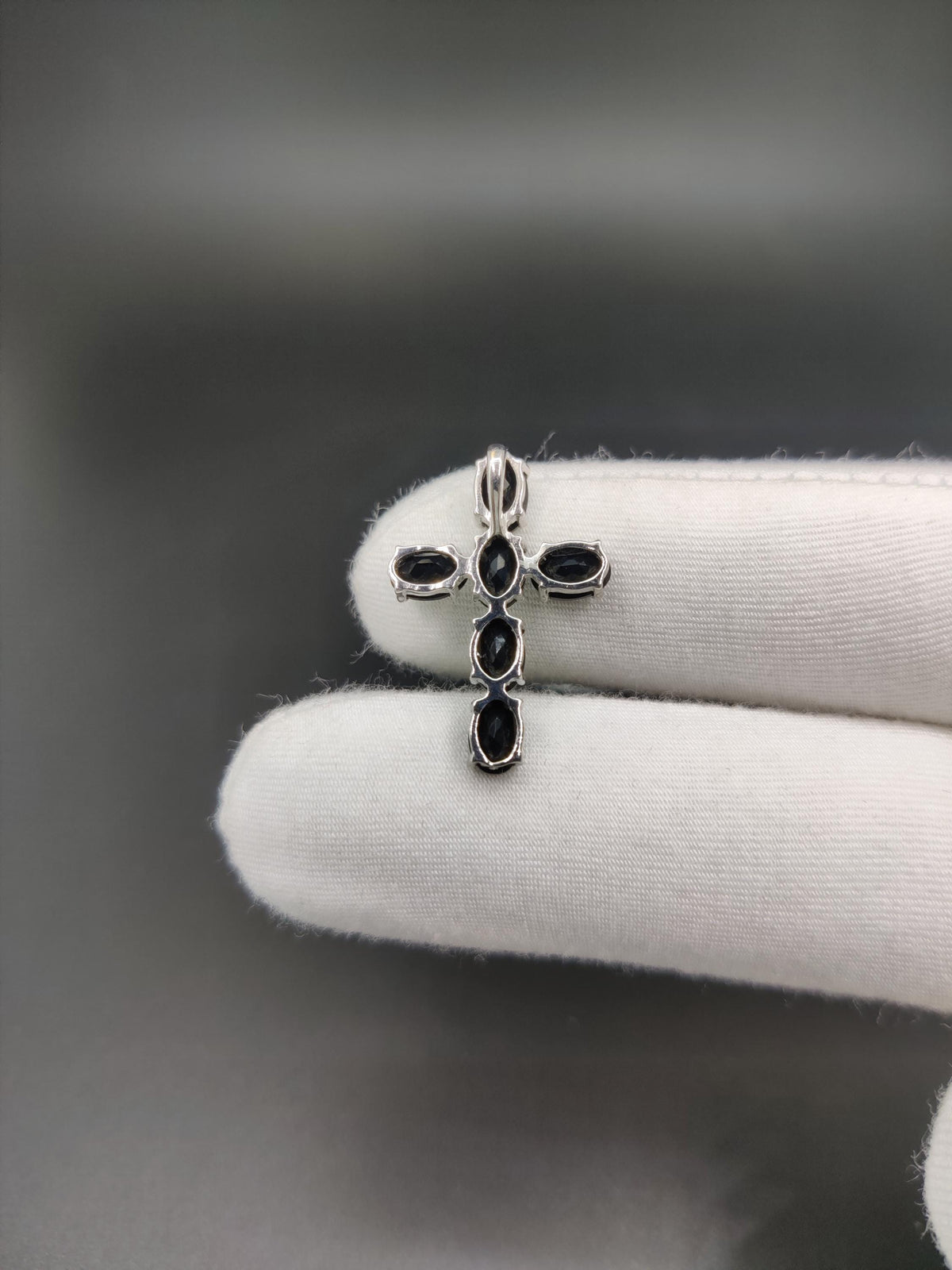 Black Onyx Sterling Silver Cross Pendant, Gothic Necklace