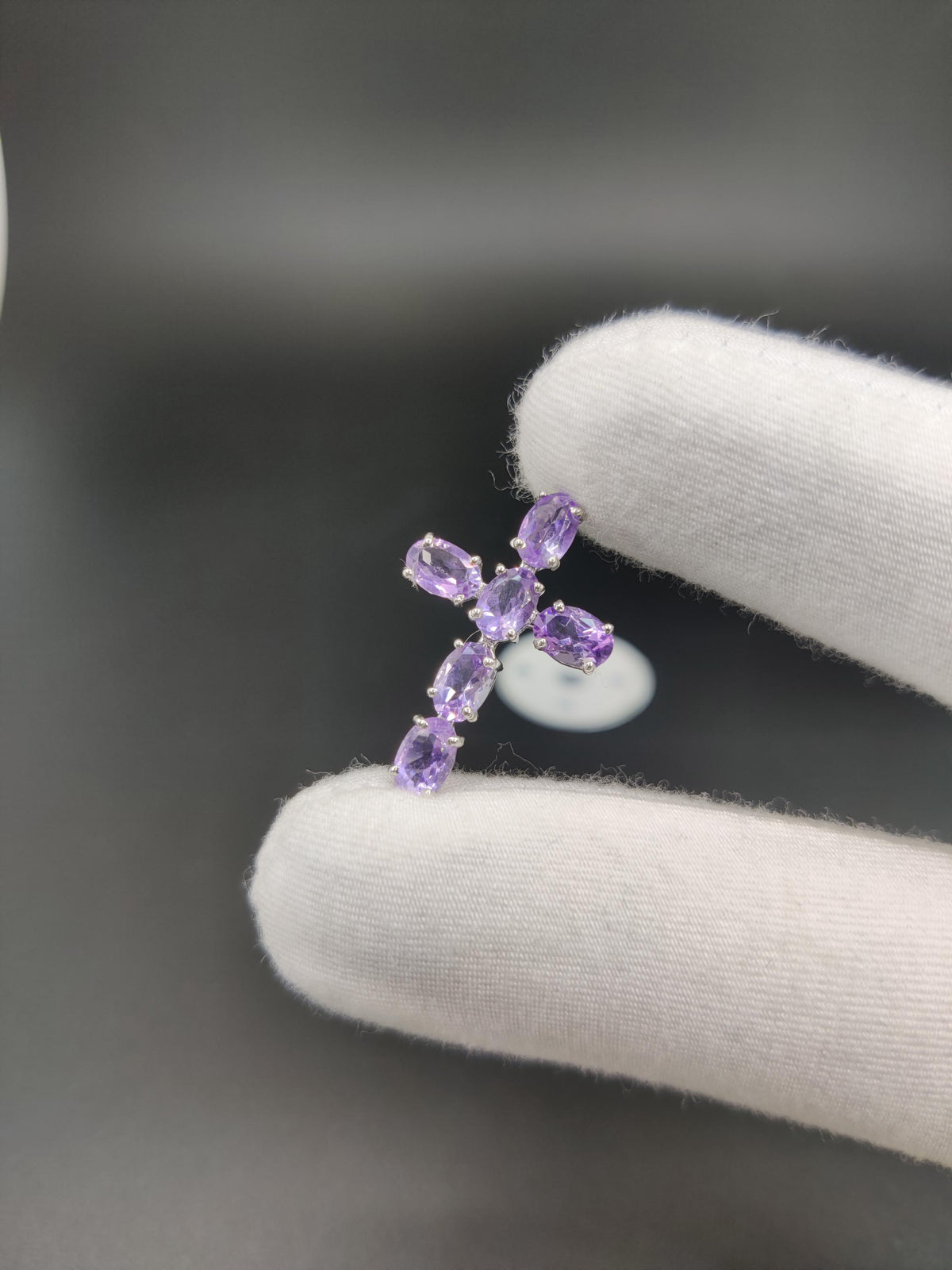 Amethyst Sterling Silver Cross Pendant Necklace