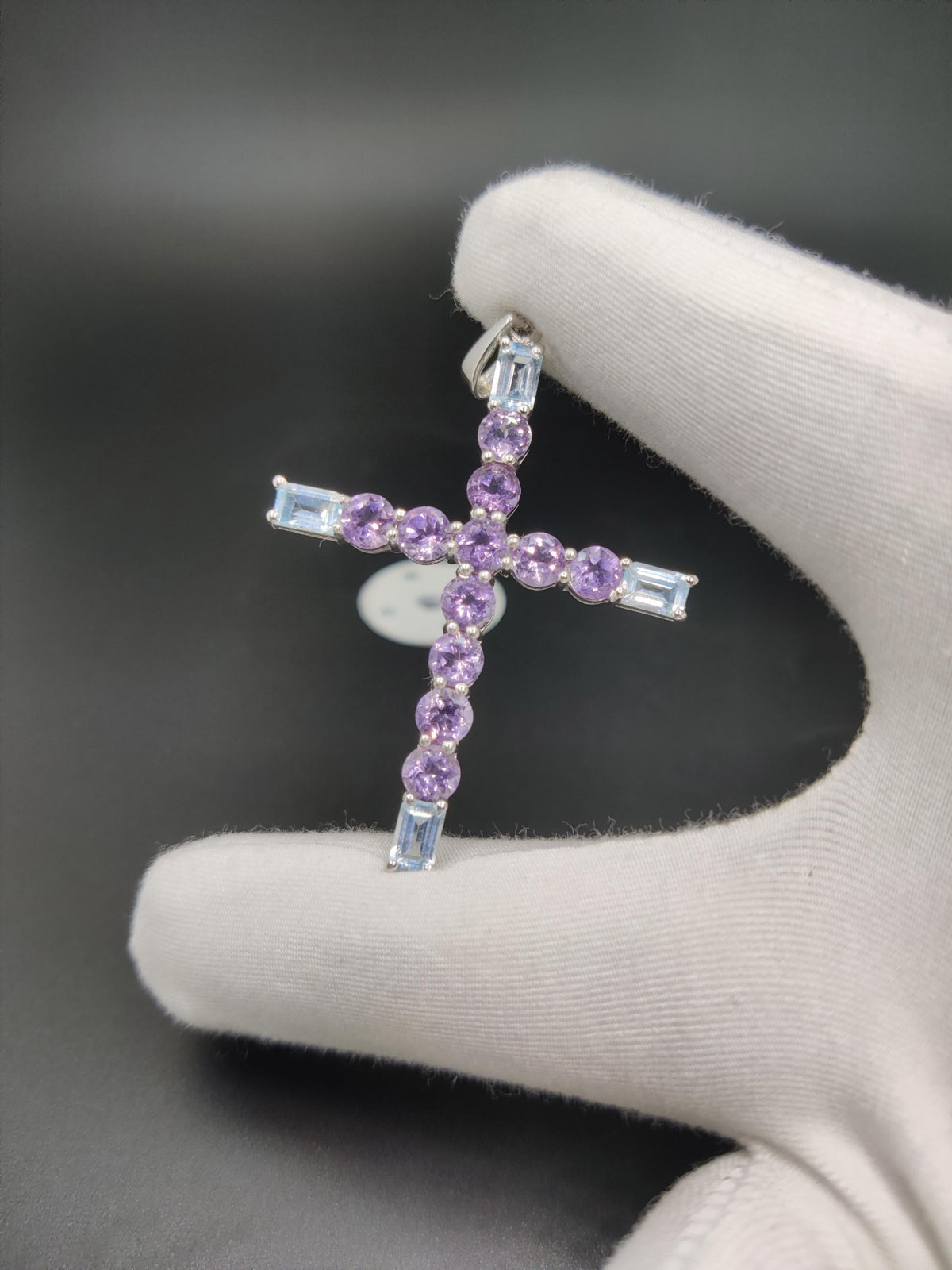 Amethyst Cross Necklace: Sterling Silver Pendant, Handmade Gemstone Jewelry
