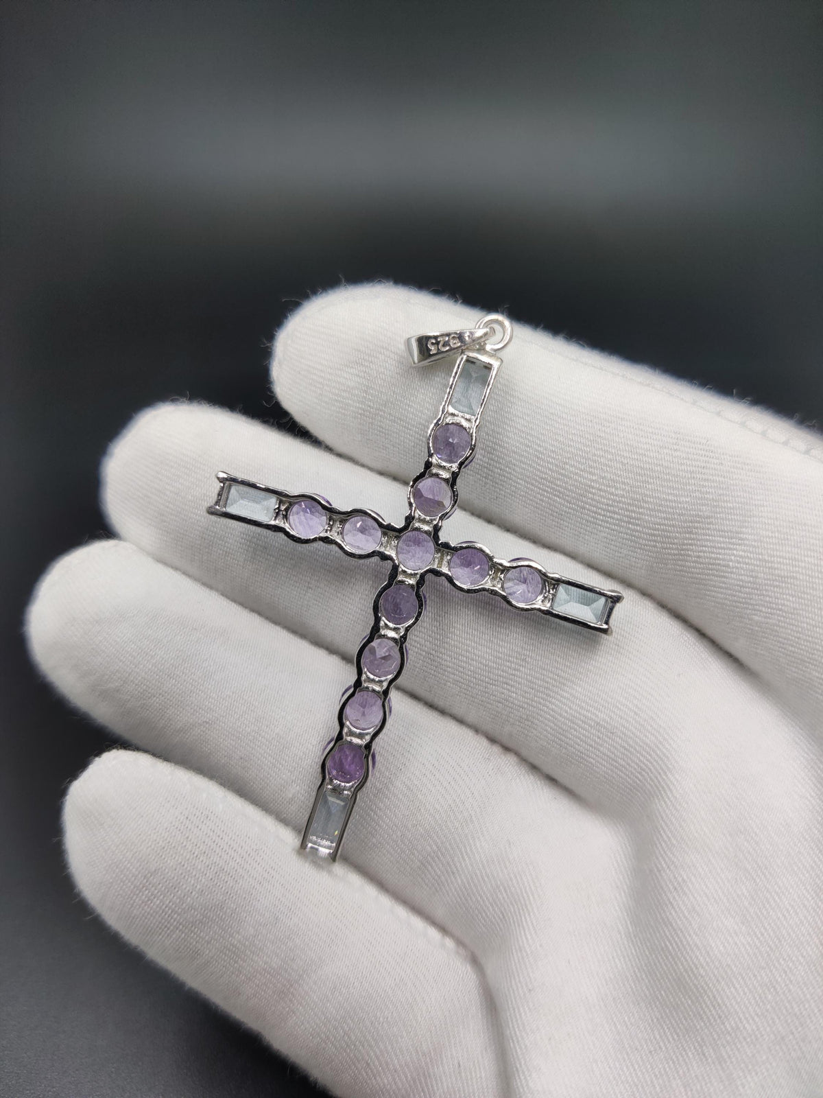 Amethyst Cross Necklace: Sterling Silver Pendant, Handmade Gemstone Jewelry