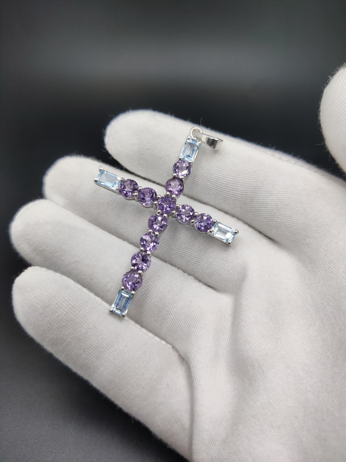 Amethyst Cross Necklace: Sterling Silver Pendant, Handmade Gemstone Jewelry
