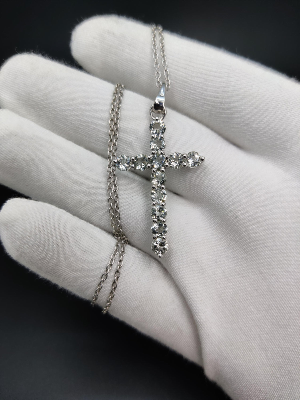 Green Amethyst Holy Cross Pendant: 925 Sterling Silver Necklace