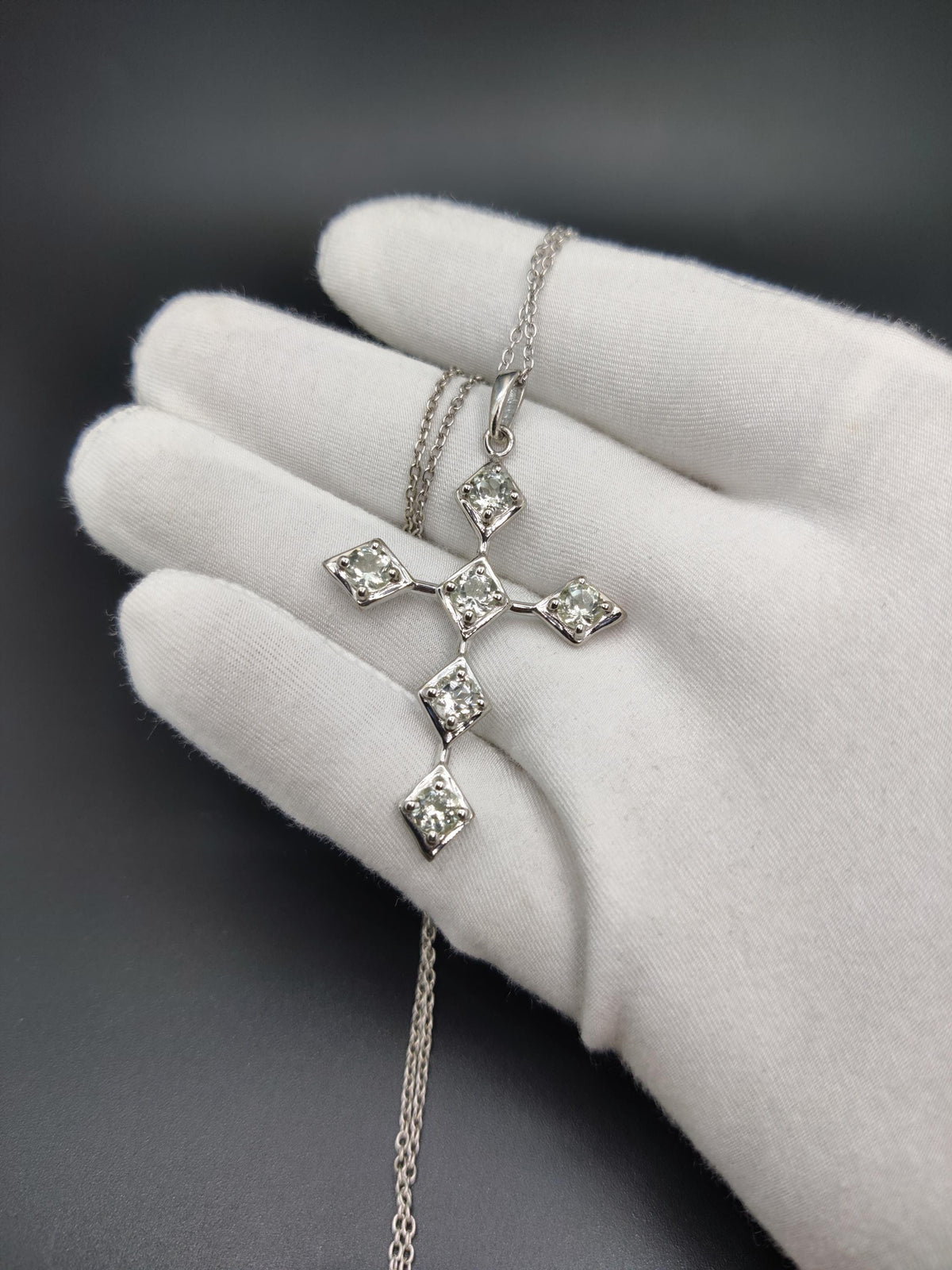 Green Amethyst Cross Pendant, Handmade 925 Silver Holy Cross Necklace